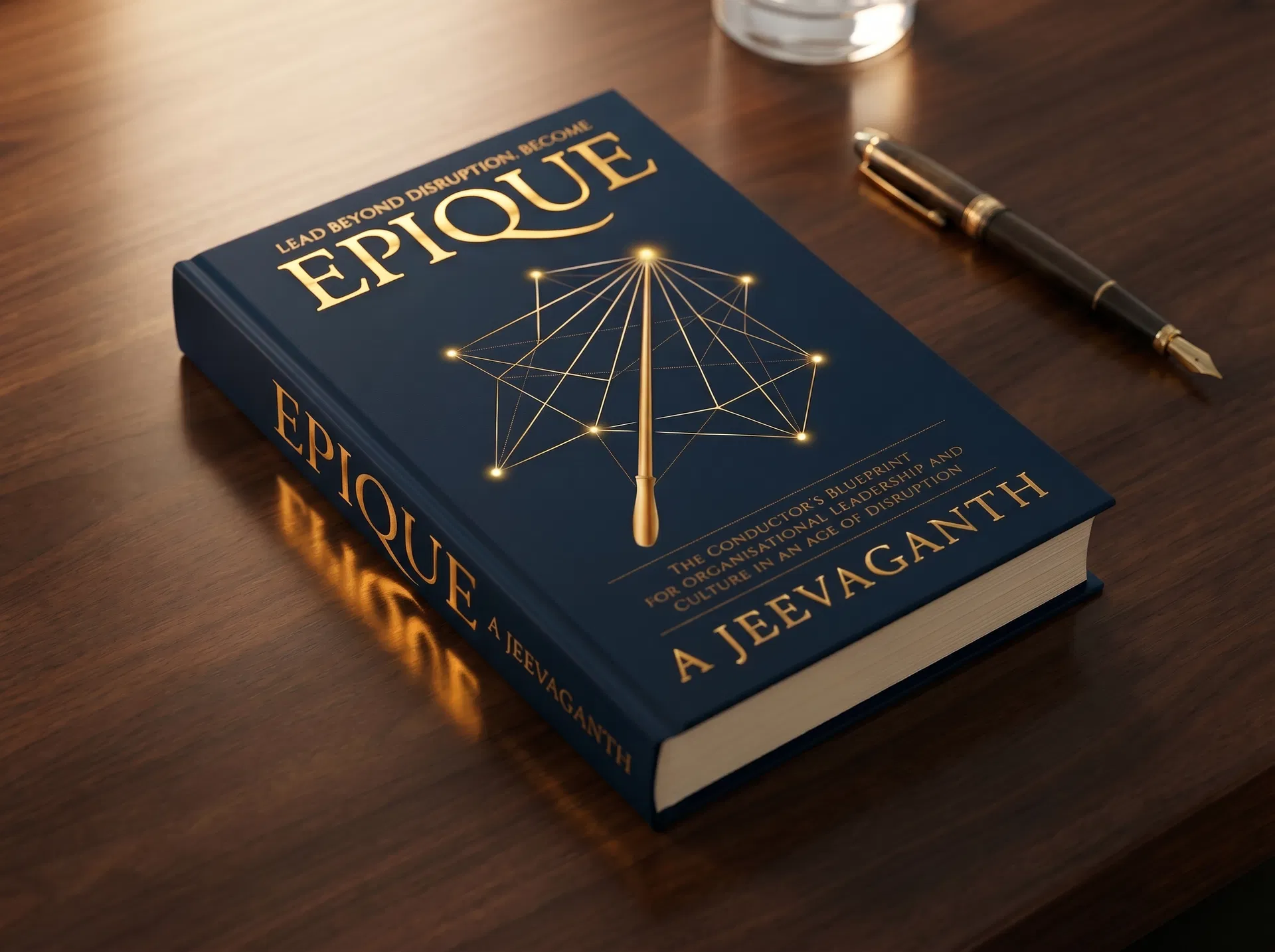 EPIQUE — The Conductor's Blueprint by A. Jeevaganth, 3D book on desk