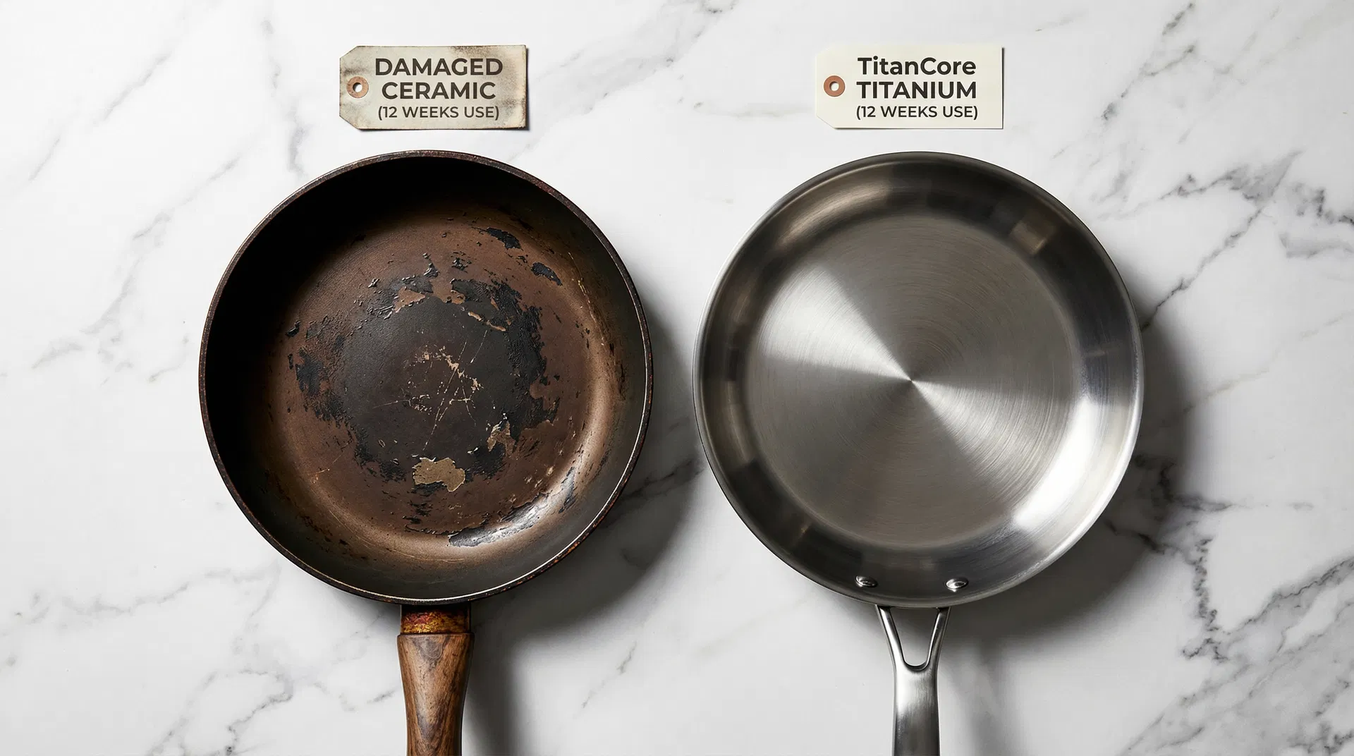 Ceramic pan vs TitanCore after 12 weeks