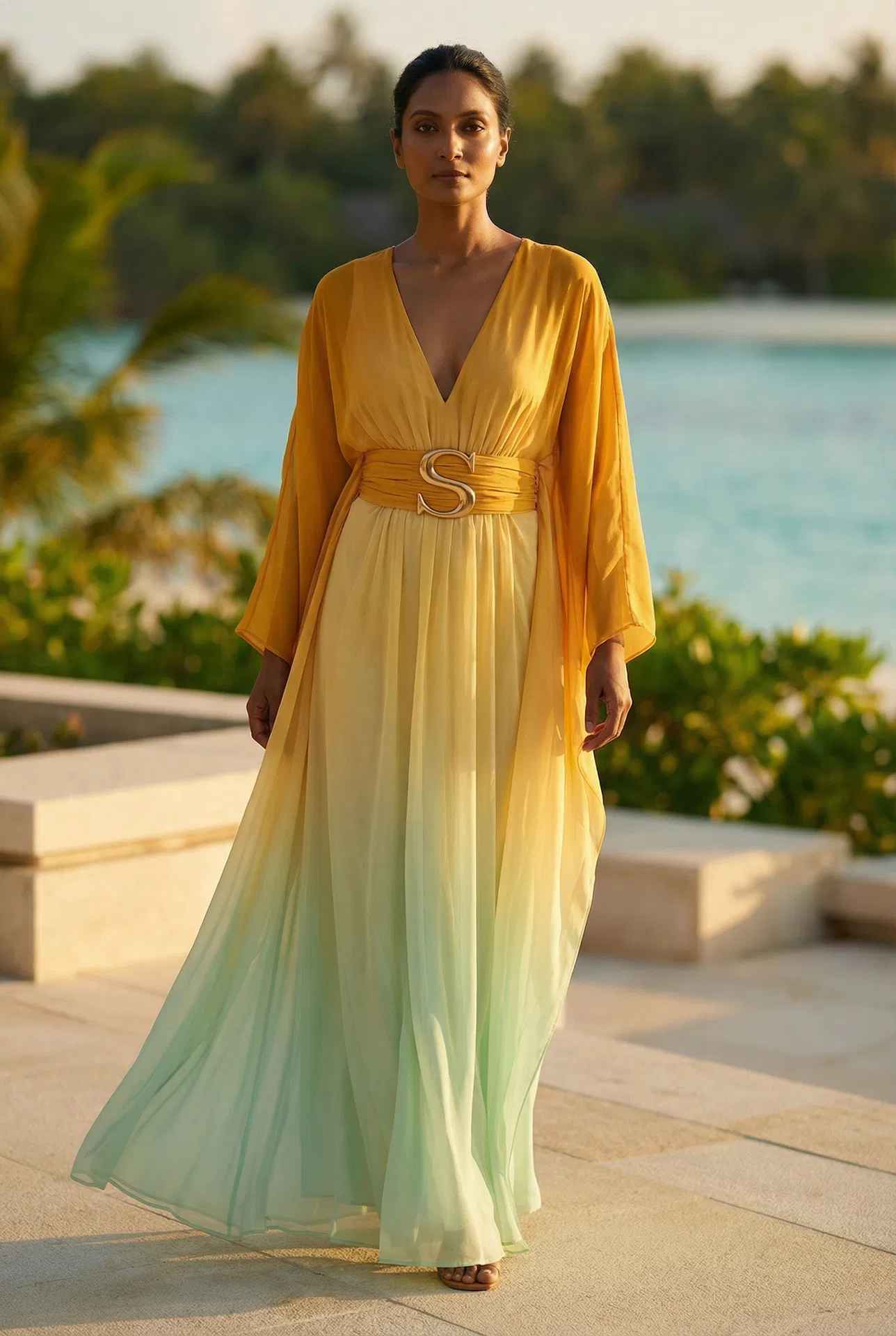 Hero Kaftan — Saffron Bloom Ombré