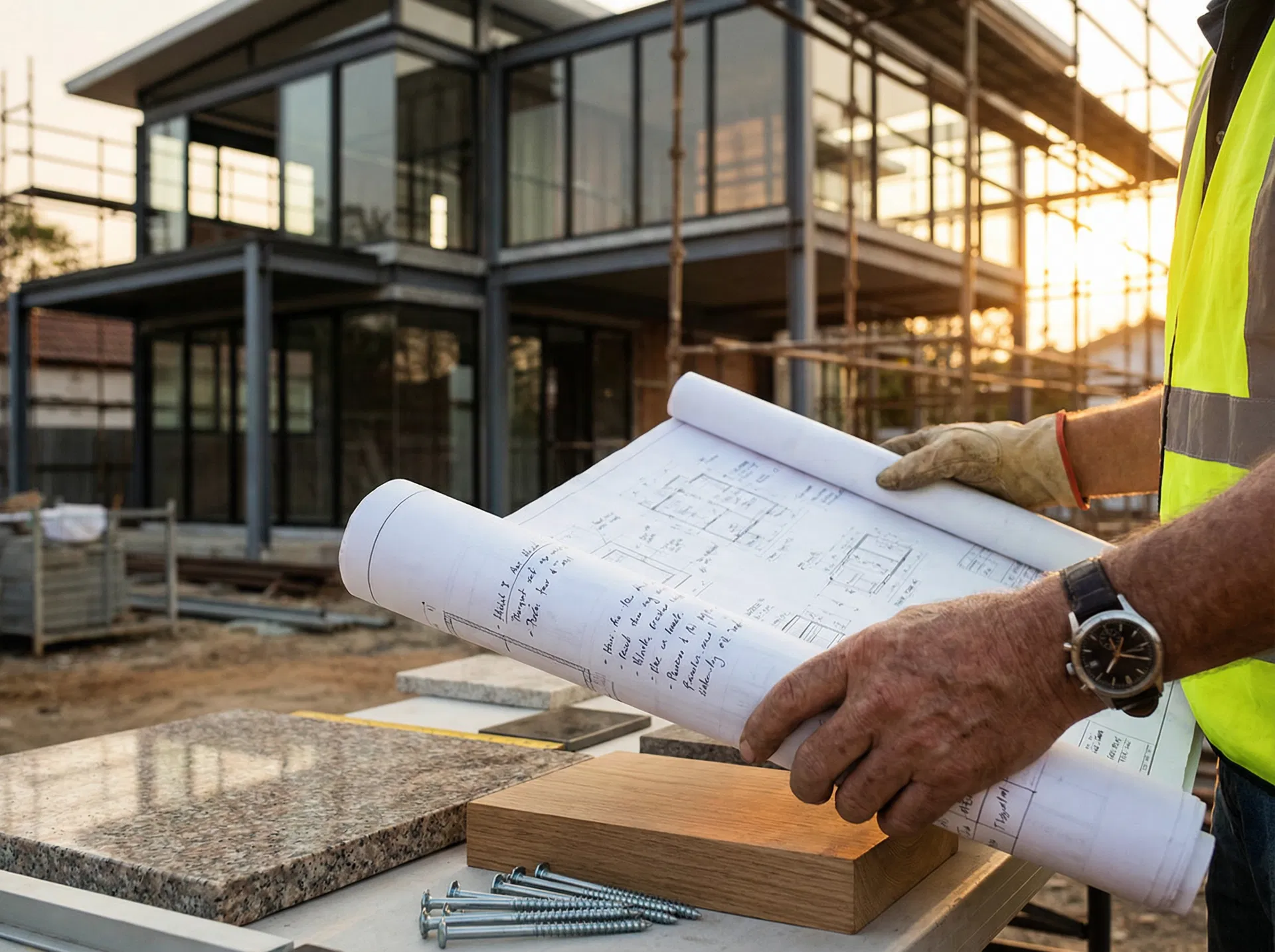 Construction expertise — reviewing architectural blueprints