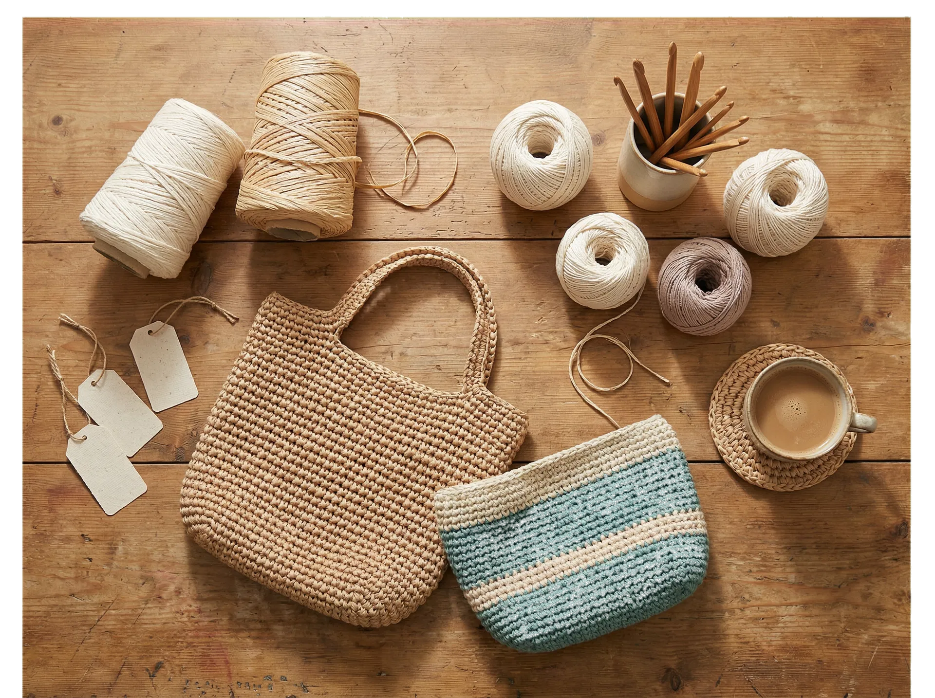 織晴天精選手作包款與編織材料