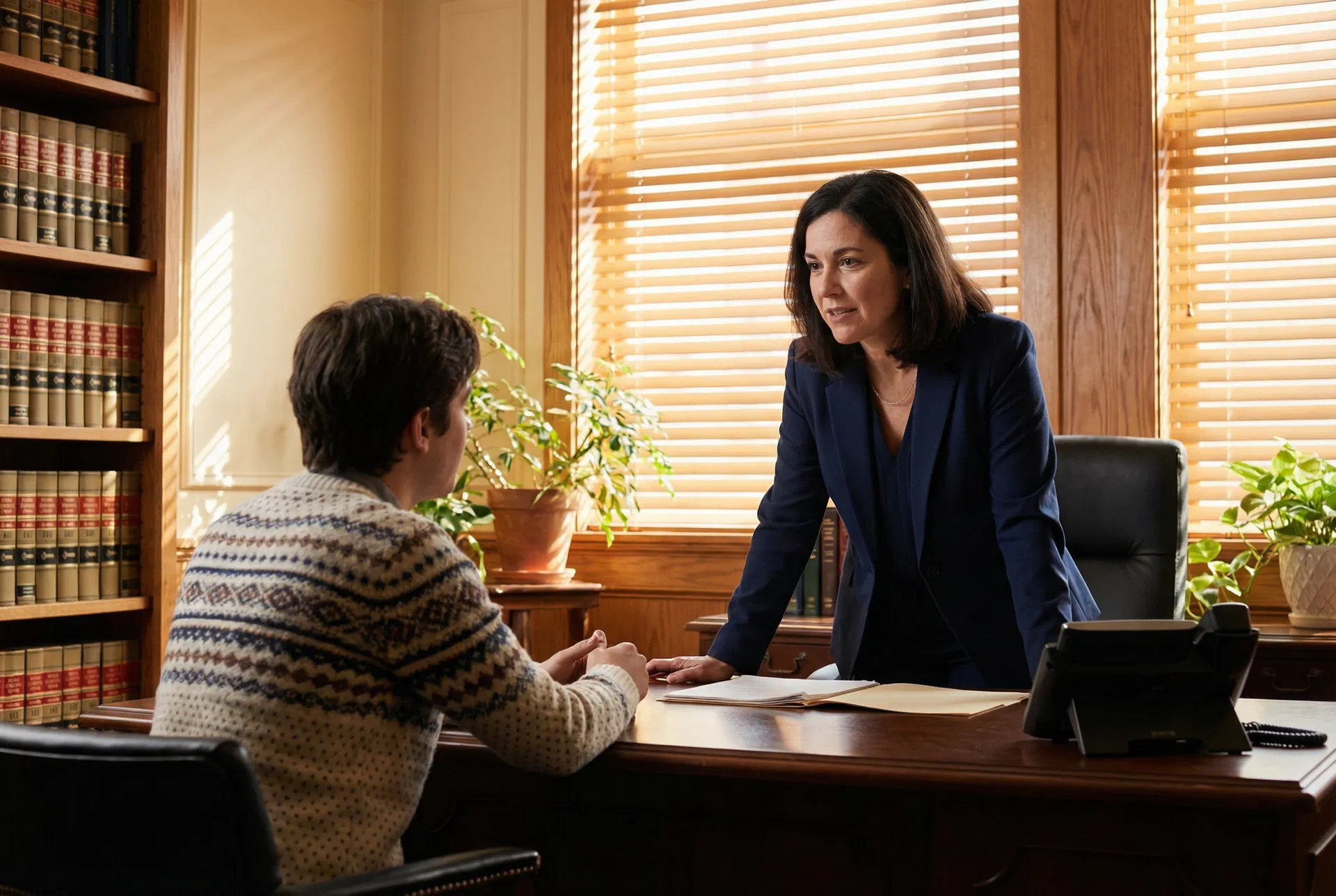 Attorney Laurie Gibson in consultation