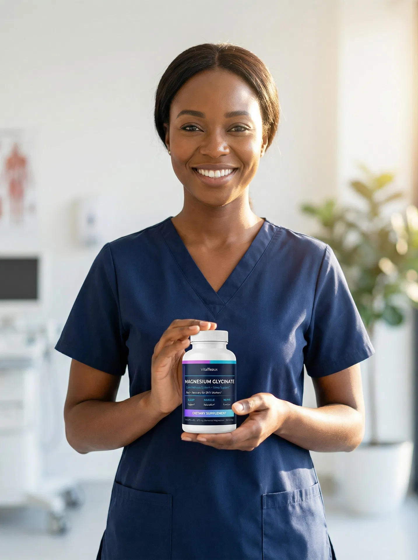 Nurse holding VitalFleaux bottle