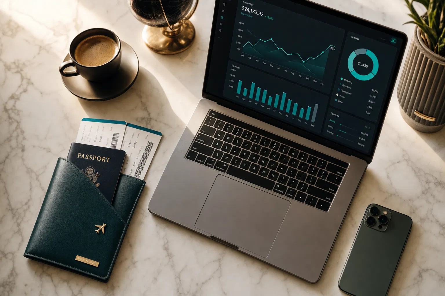 Earnings dashboard with travel benefits