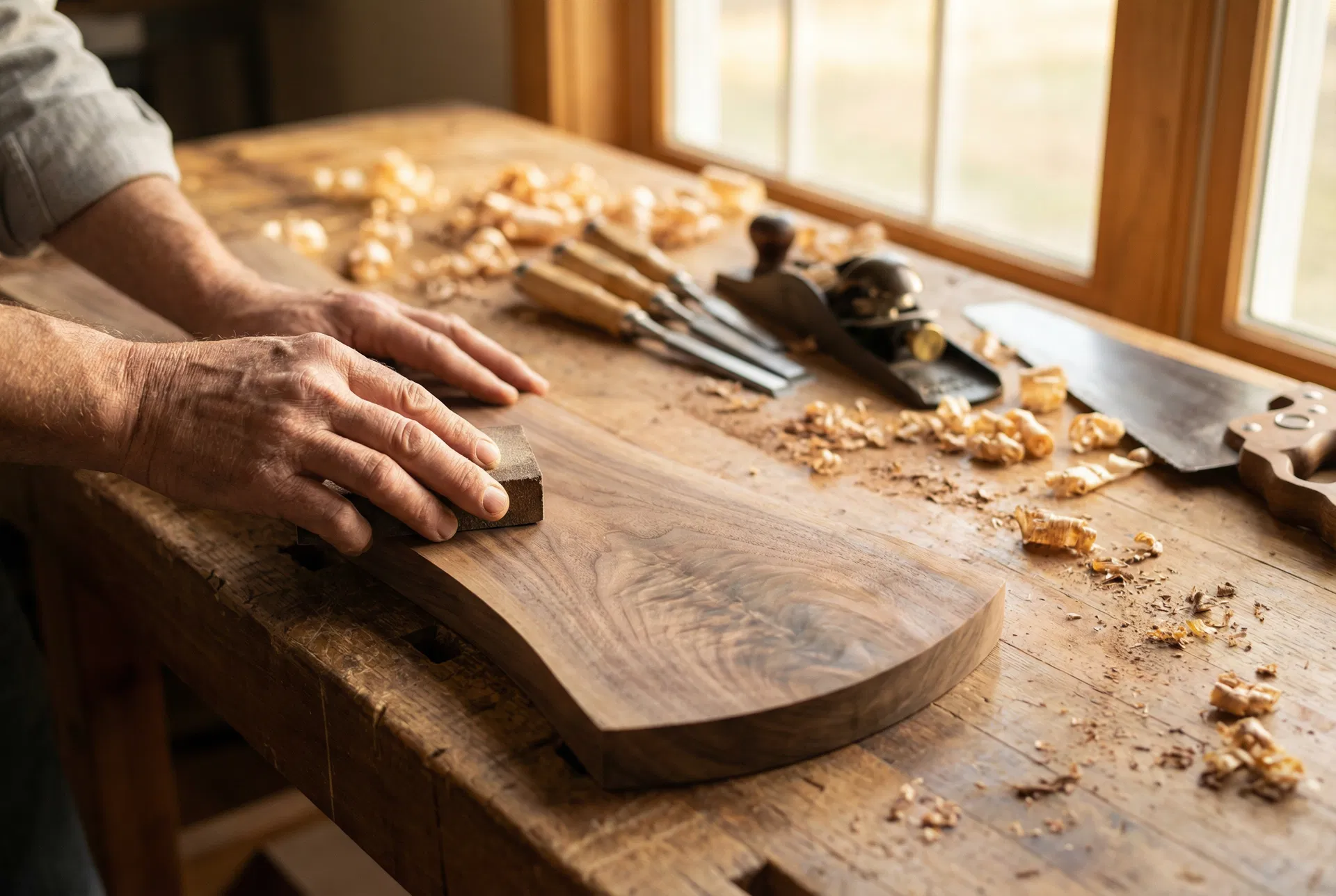 Craftsman working on furniture