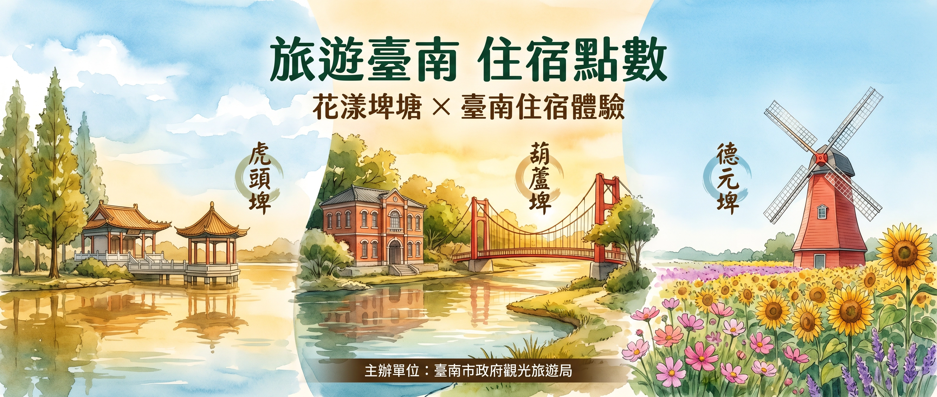 旅遊臺南住宿點數 花漿埤塘 × 臺南住宿體驗 主辦單位:臺南市政府觀光旅遊局