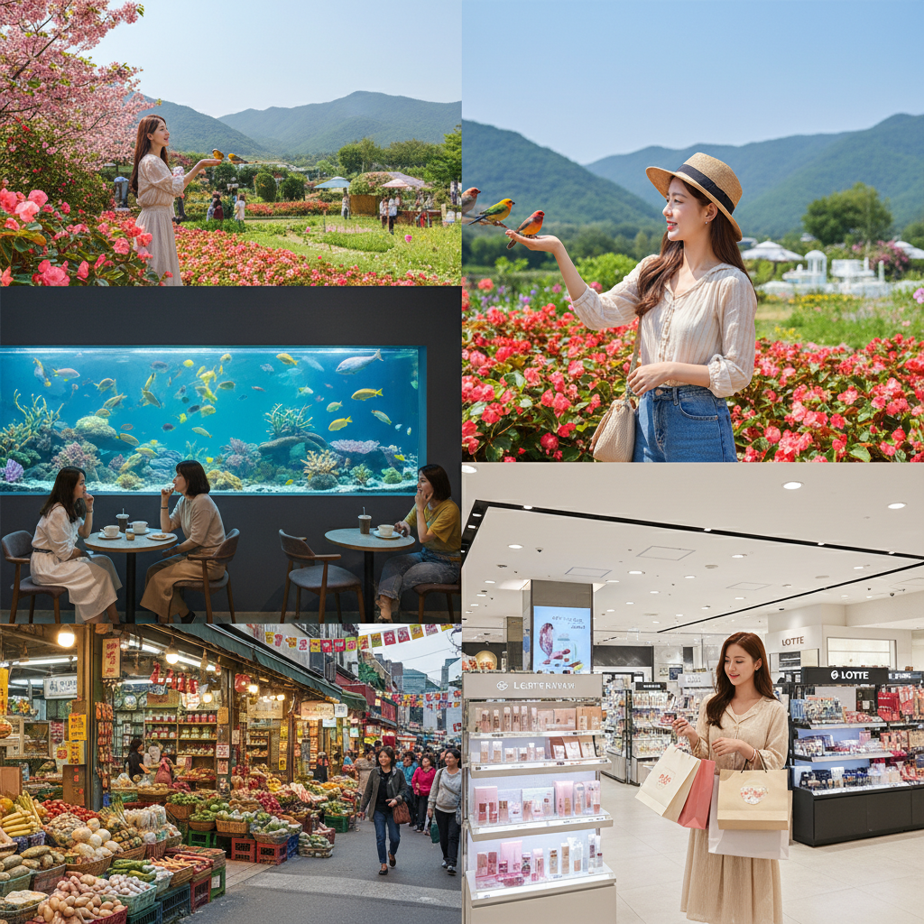 首爾好好逛｜台中出發｜親餵小動物～加平海棠鳥園.水族館咖啡廳.京東市場.樂天明洞好好逛(一站購物彩妝)5日