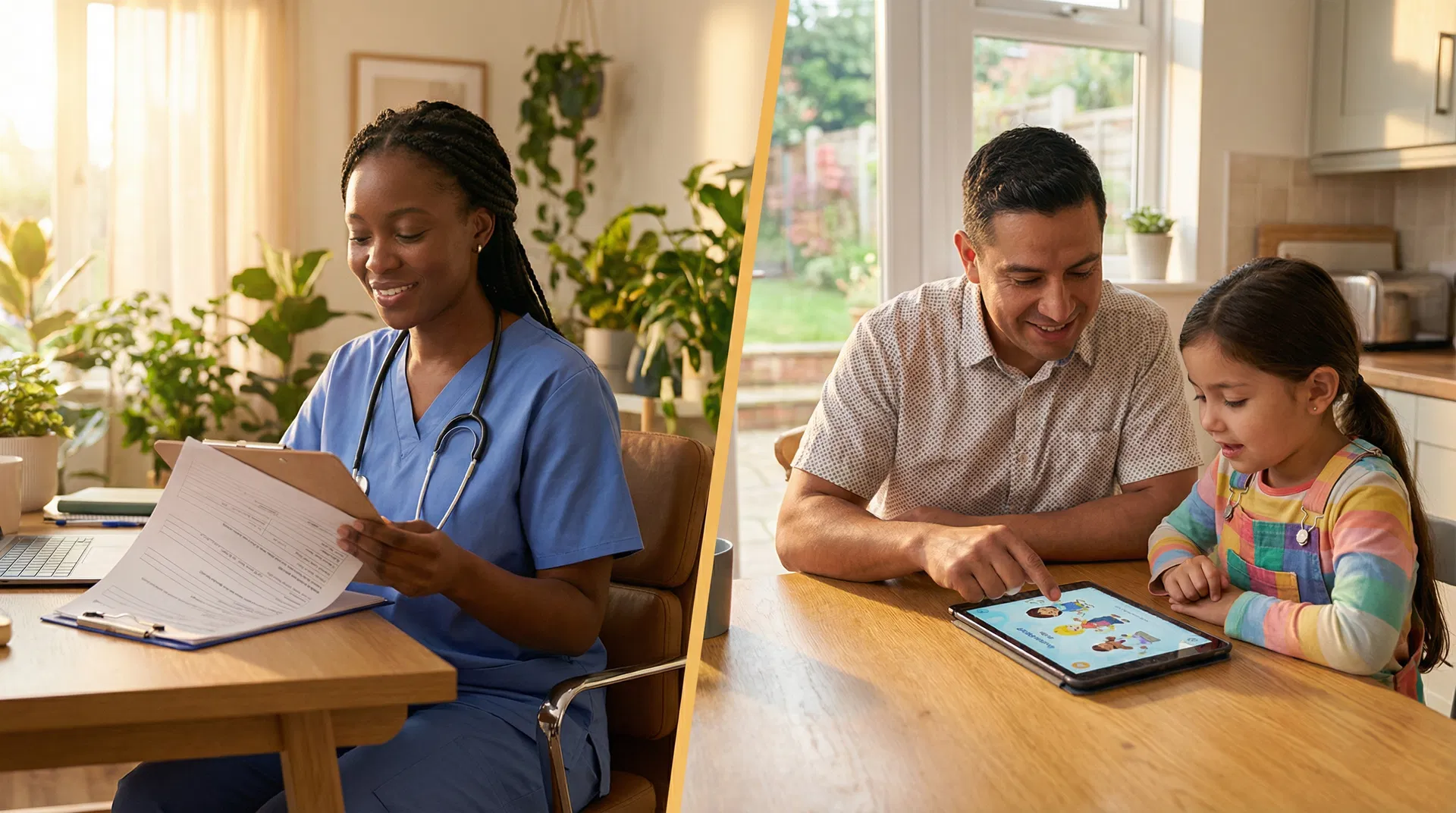 Clinician and family using Intellicube