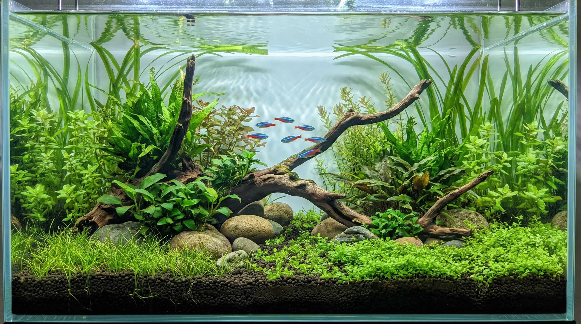 Erster Besatz im Aquarium – Neontetras in einem bepflanzten Becken