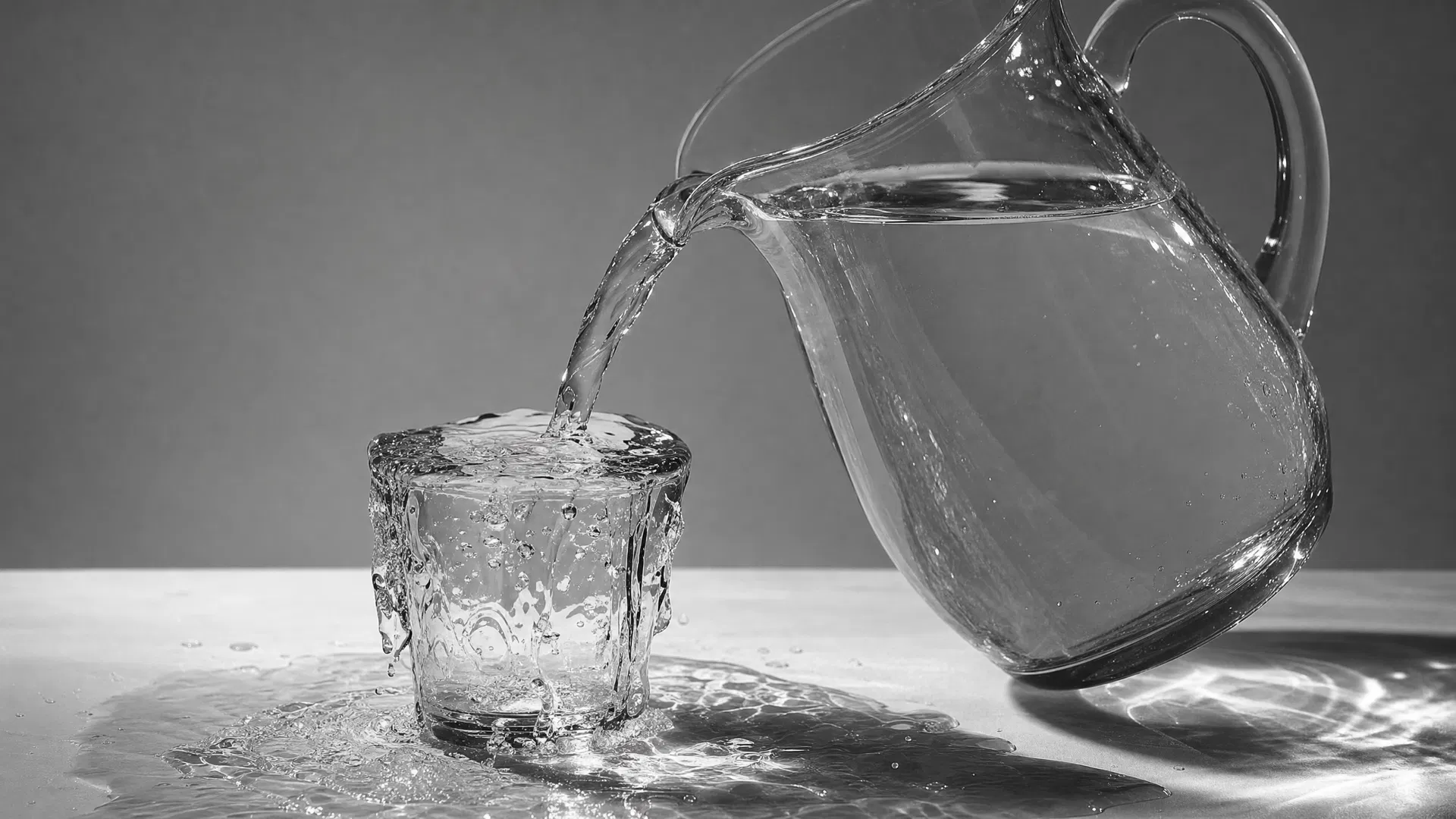 A large pitcher pouring water into a small overflowing glass — a metaphor for emotional capacity