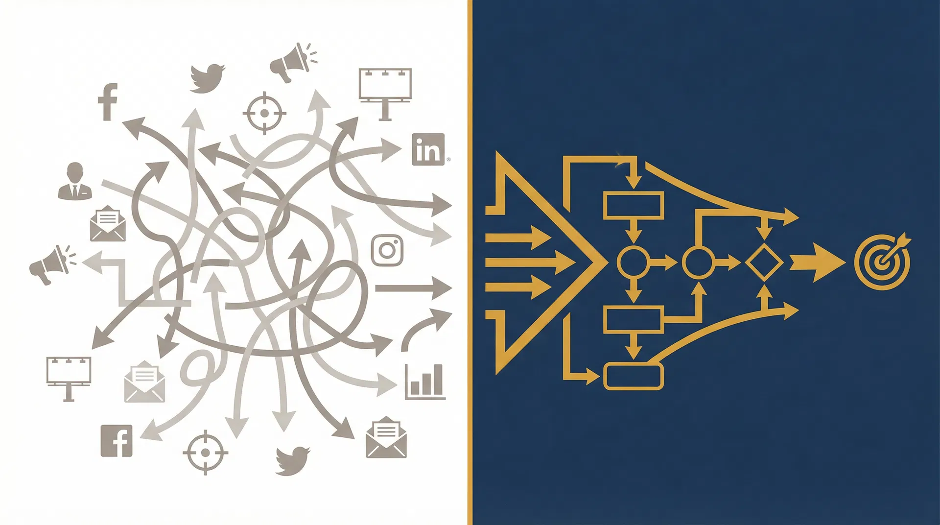 Chaos vs. Clarity — from scattered marketing tactics to a structured system