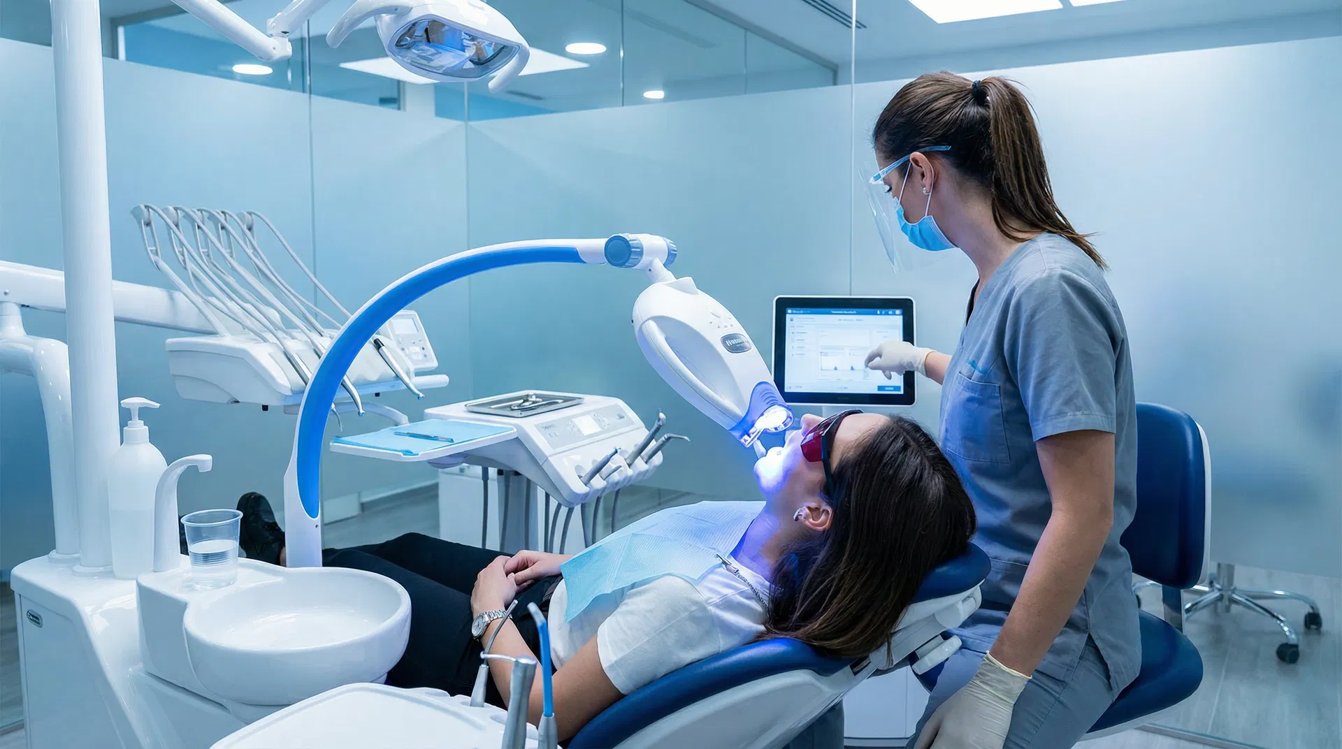 Clareamento Dental - Oris Odontologia Araucária Procedimento de clareamento dental a laser na Oris Odontologia em Araucária PR - R. Pedro Druszcz 760 Centro