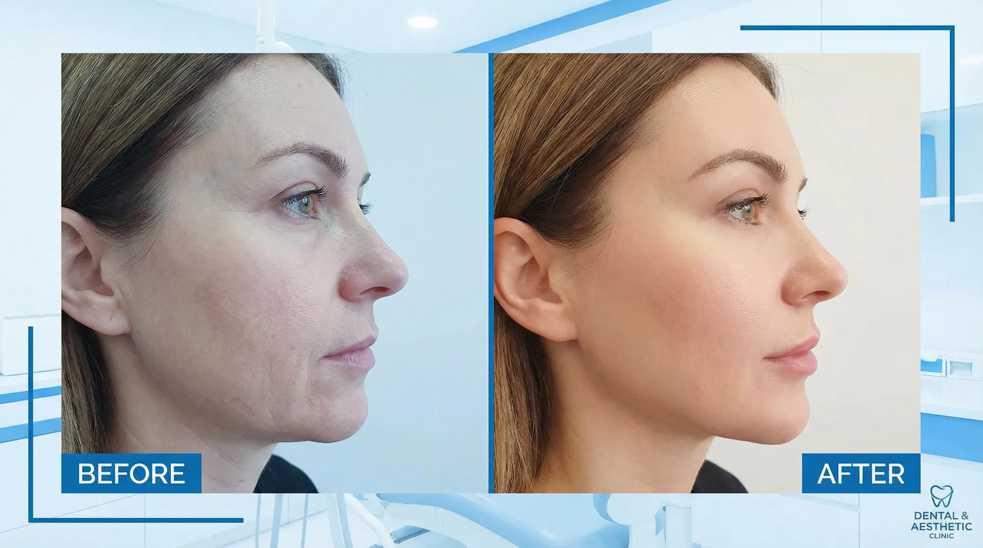 Resultado antes e depois de harmonização facial na Oris Odontologia Araucária PR - R. Pedro Druszcz 760