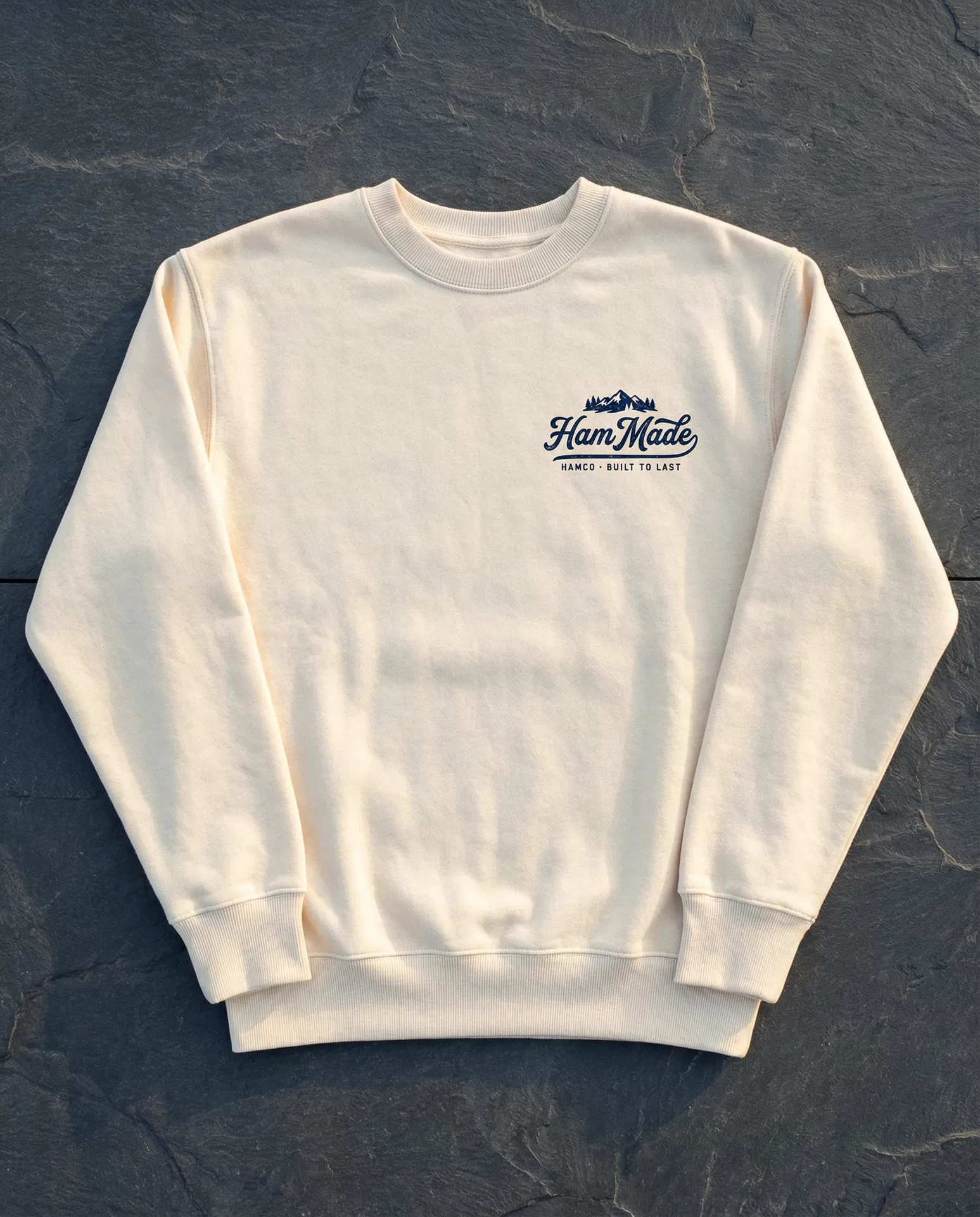 Ham Made Heritage Script Crewneck in Vintage Cream