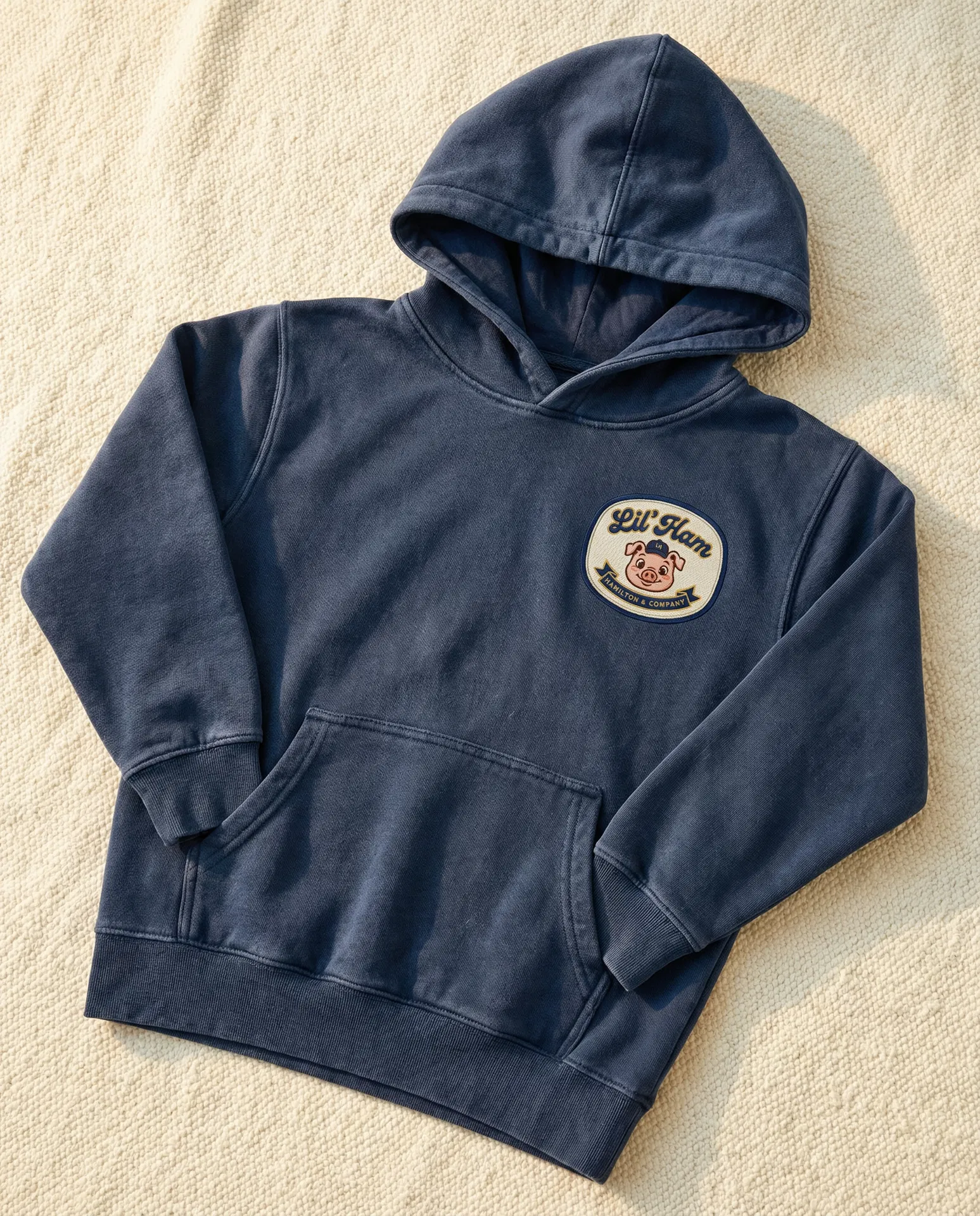 Lil' Ham Hoodie in Washed Navy