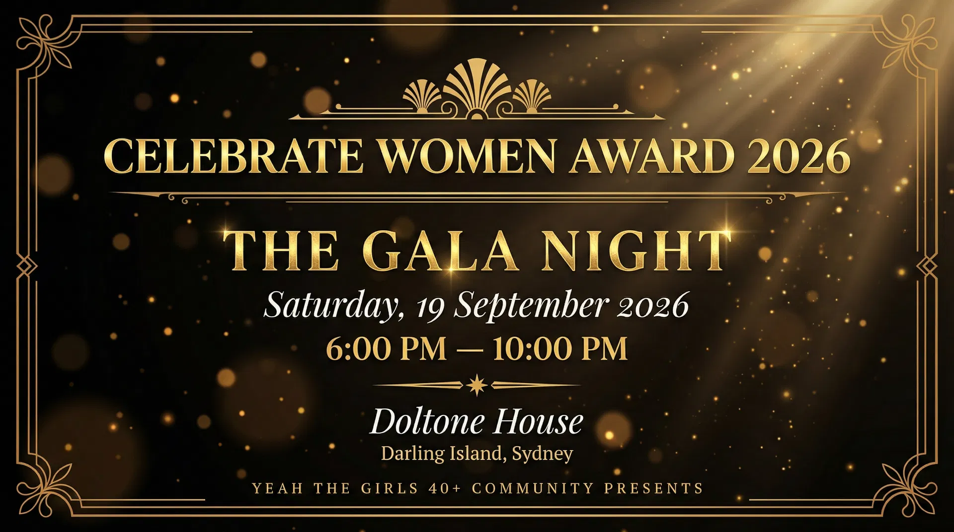 Celebrate Women Award 2026 Gala Night — Saturday 19 September 2026, Doltone House, Darling Island