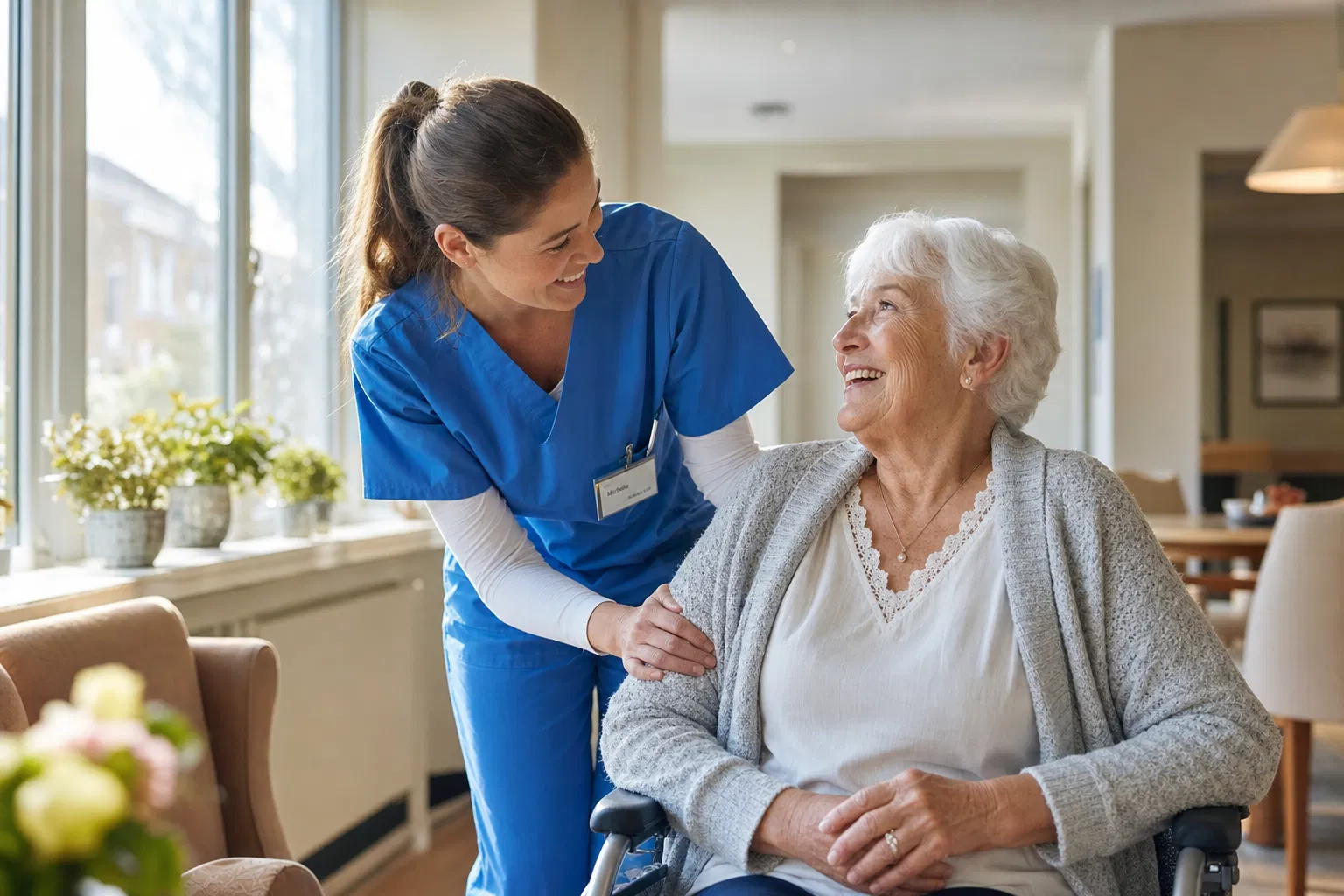 Pflegekraft mit Patient
