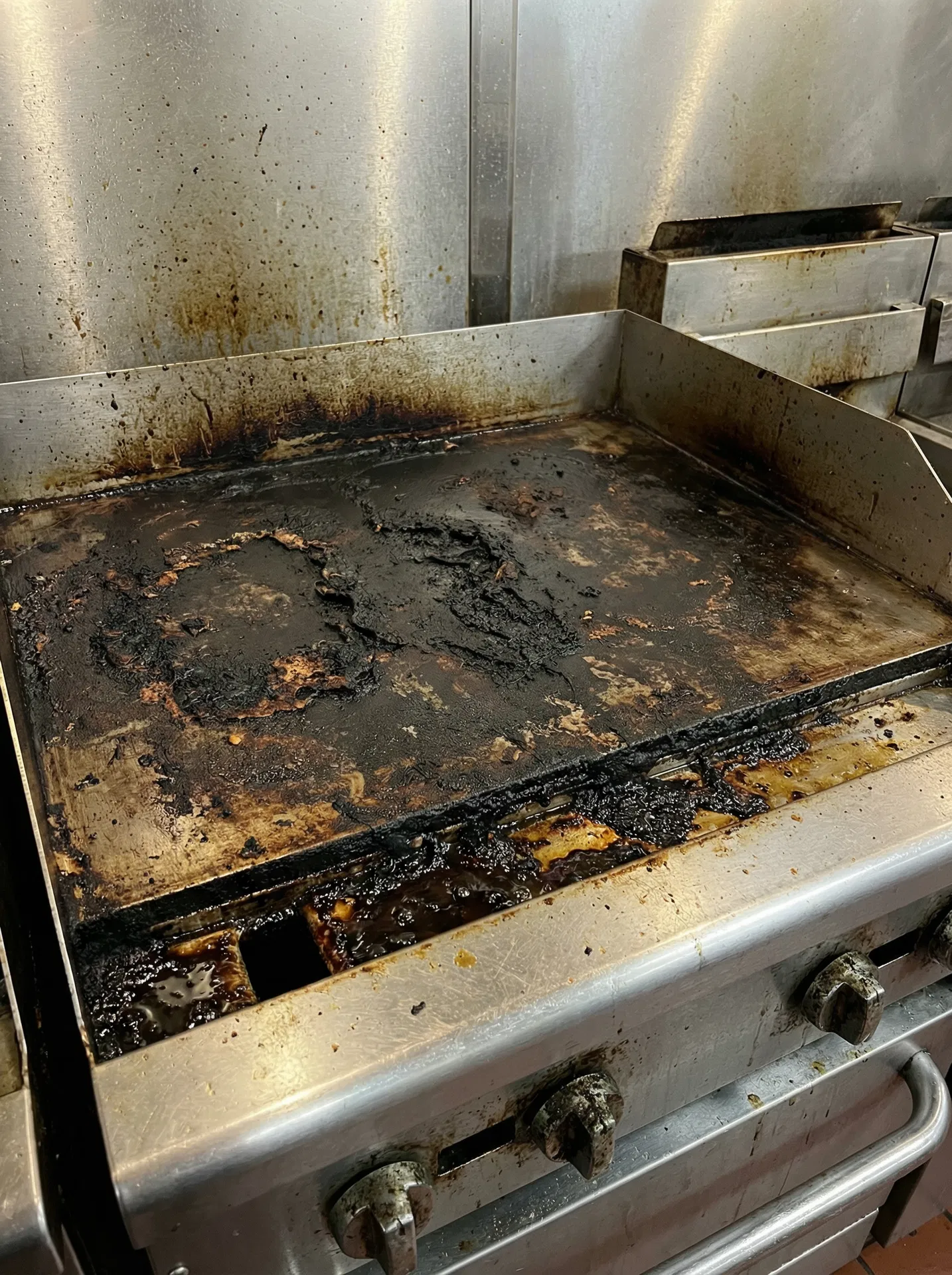 Flat Top Grill before cleaning