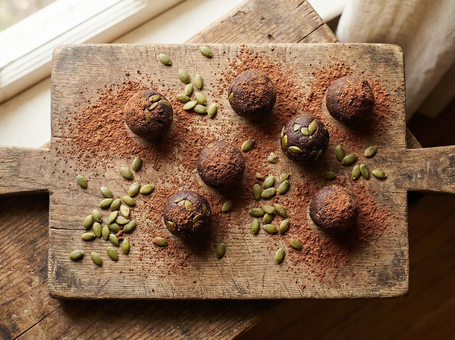 Kürbiskern-Kakao-Energiebälle