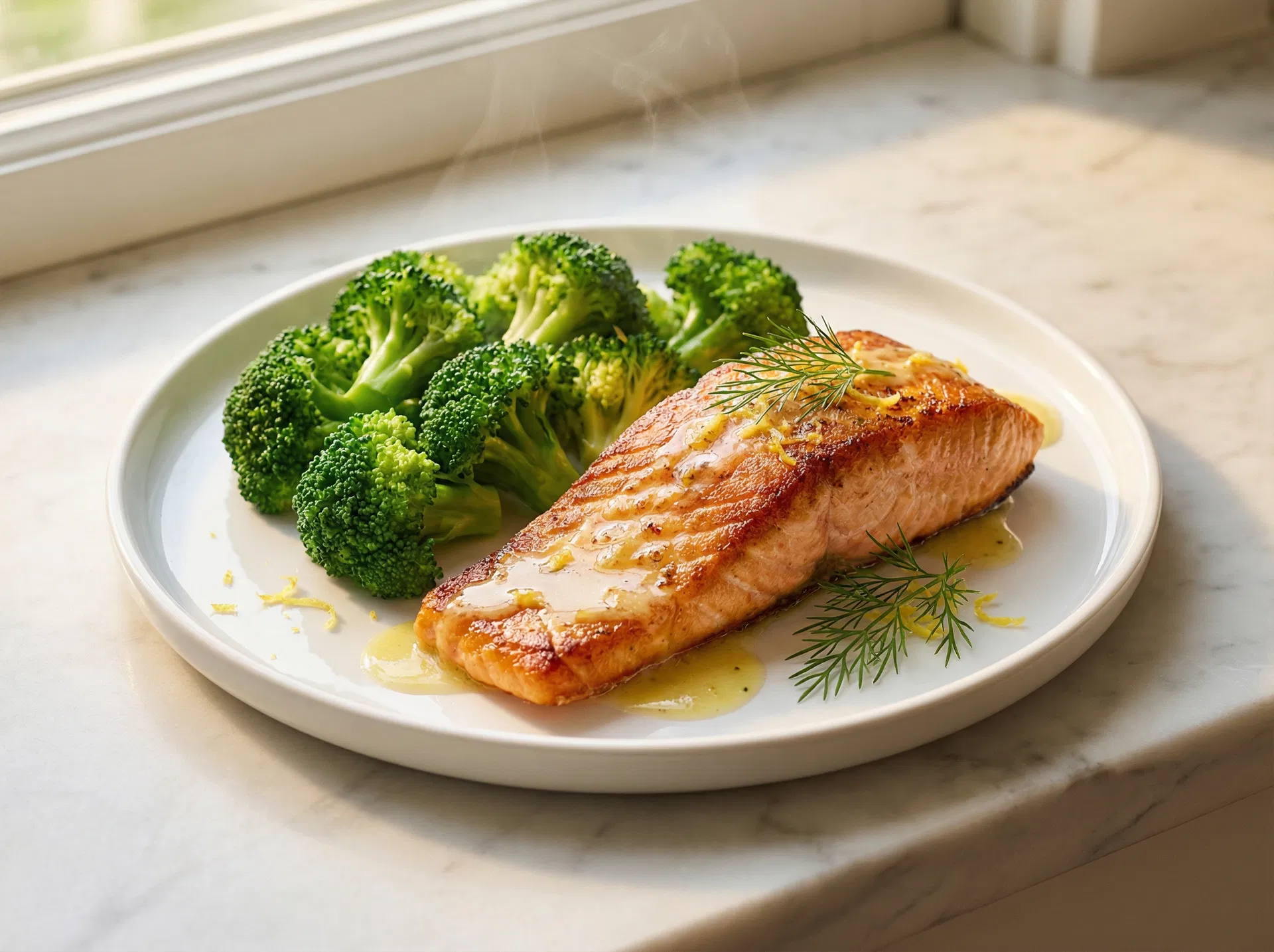 Lachs mit Brokkoli und Zitronenbutter