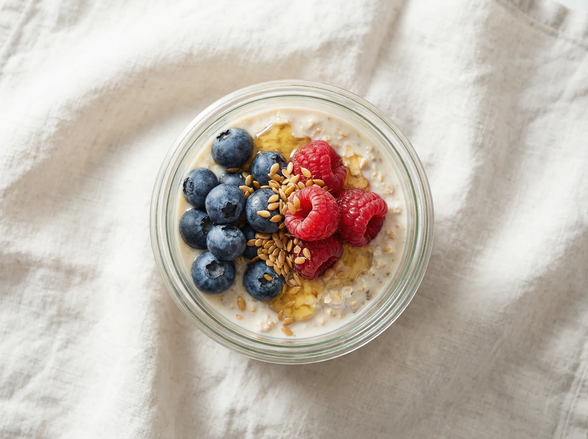 Overnight Oats mit Beeren und Leinsamen