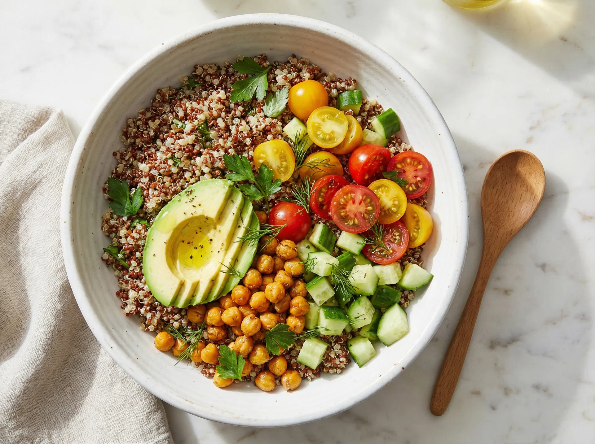 Quinoa-Salat mit Avocado und Kichererbsen