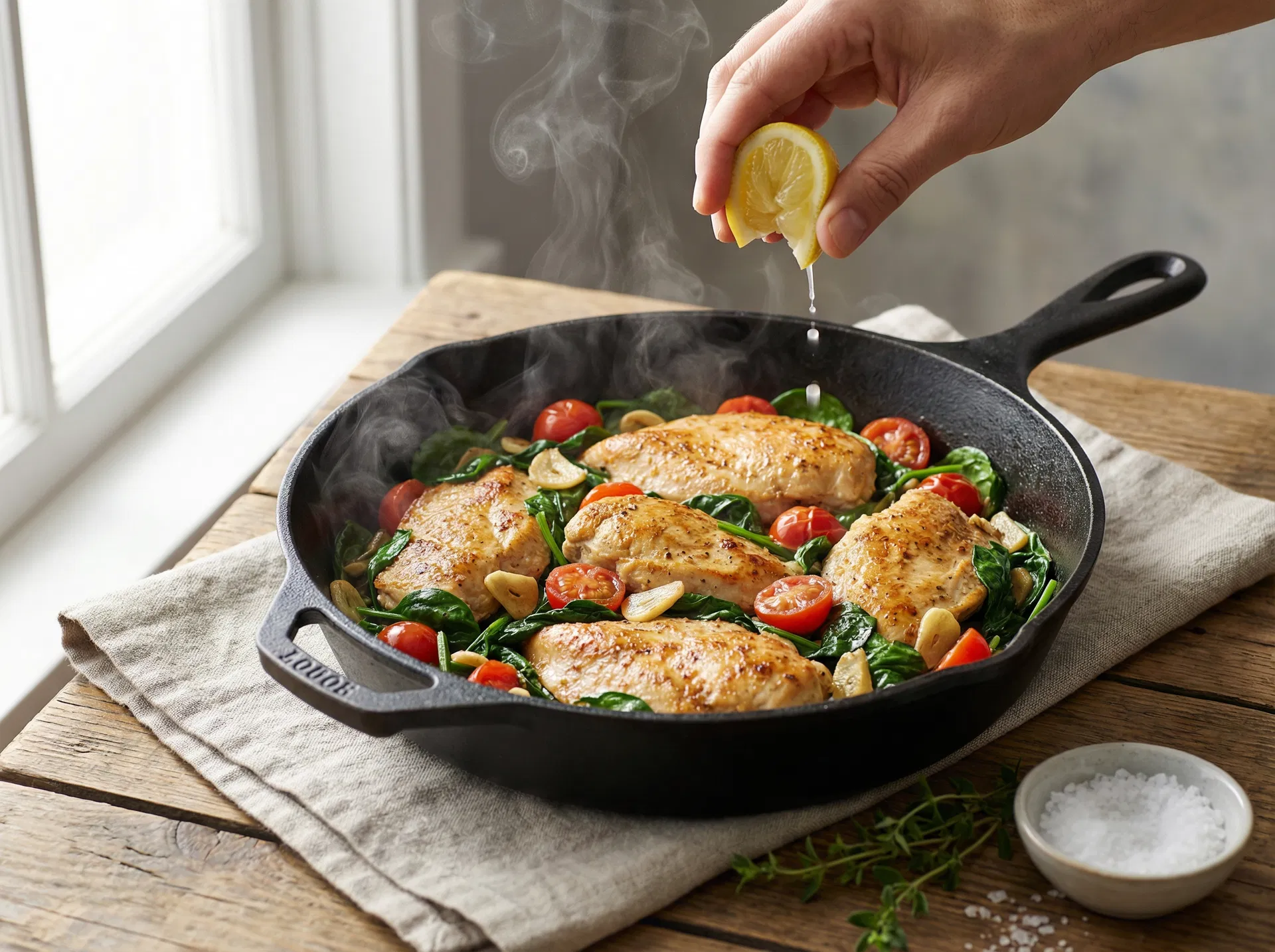 Hähnchen-Spinat-Pfanne