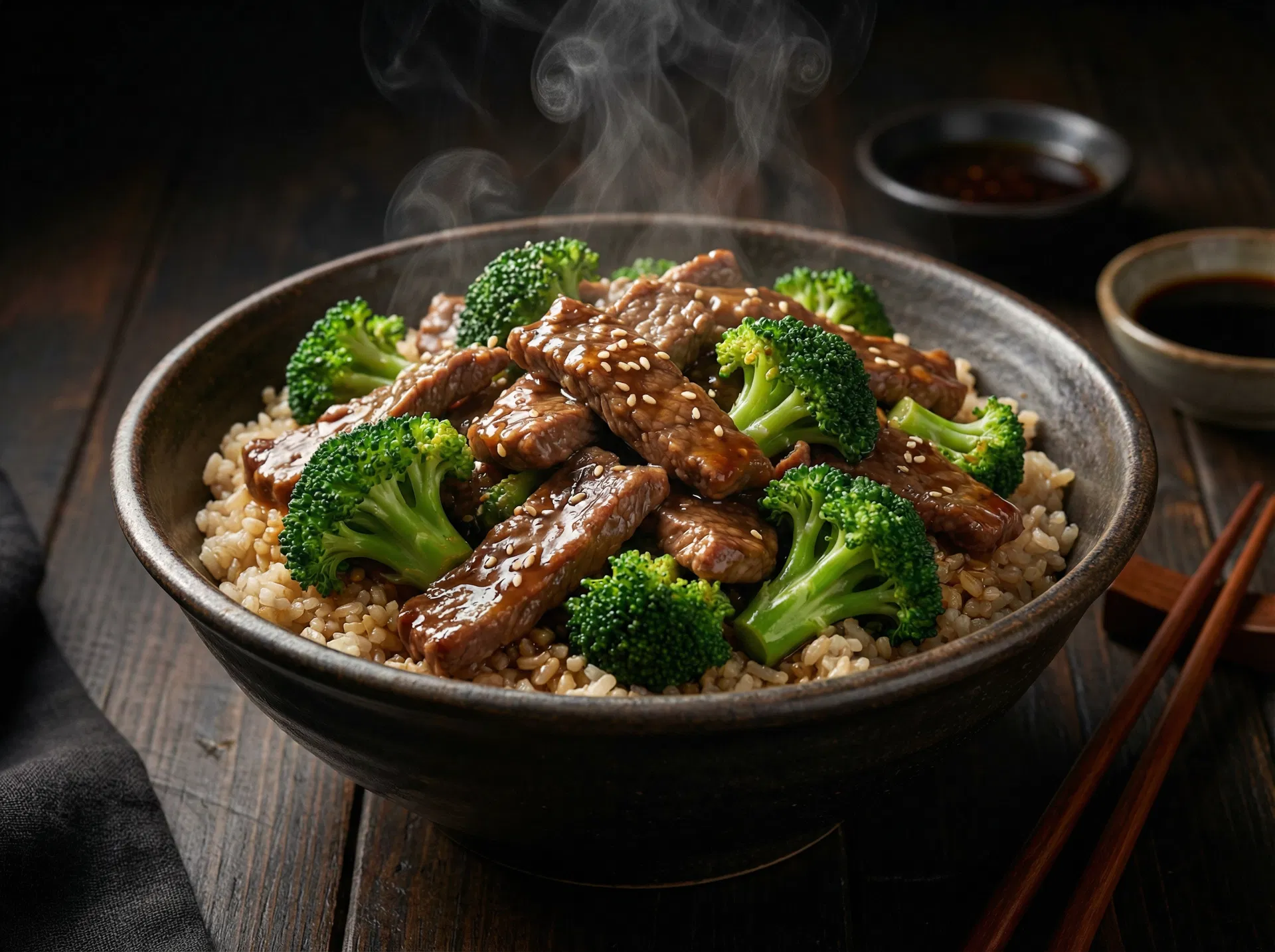 Rindfleisch-Brokkoli-Bowl