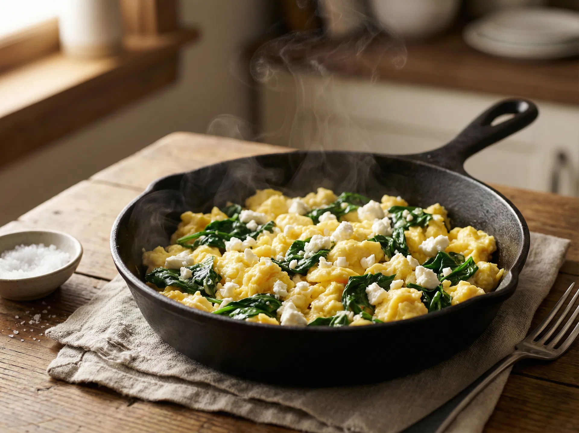 Spinat-Ei-Pfanne mit Feta