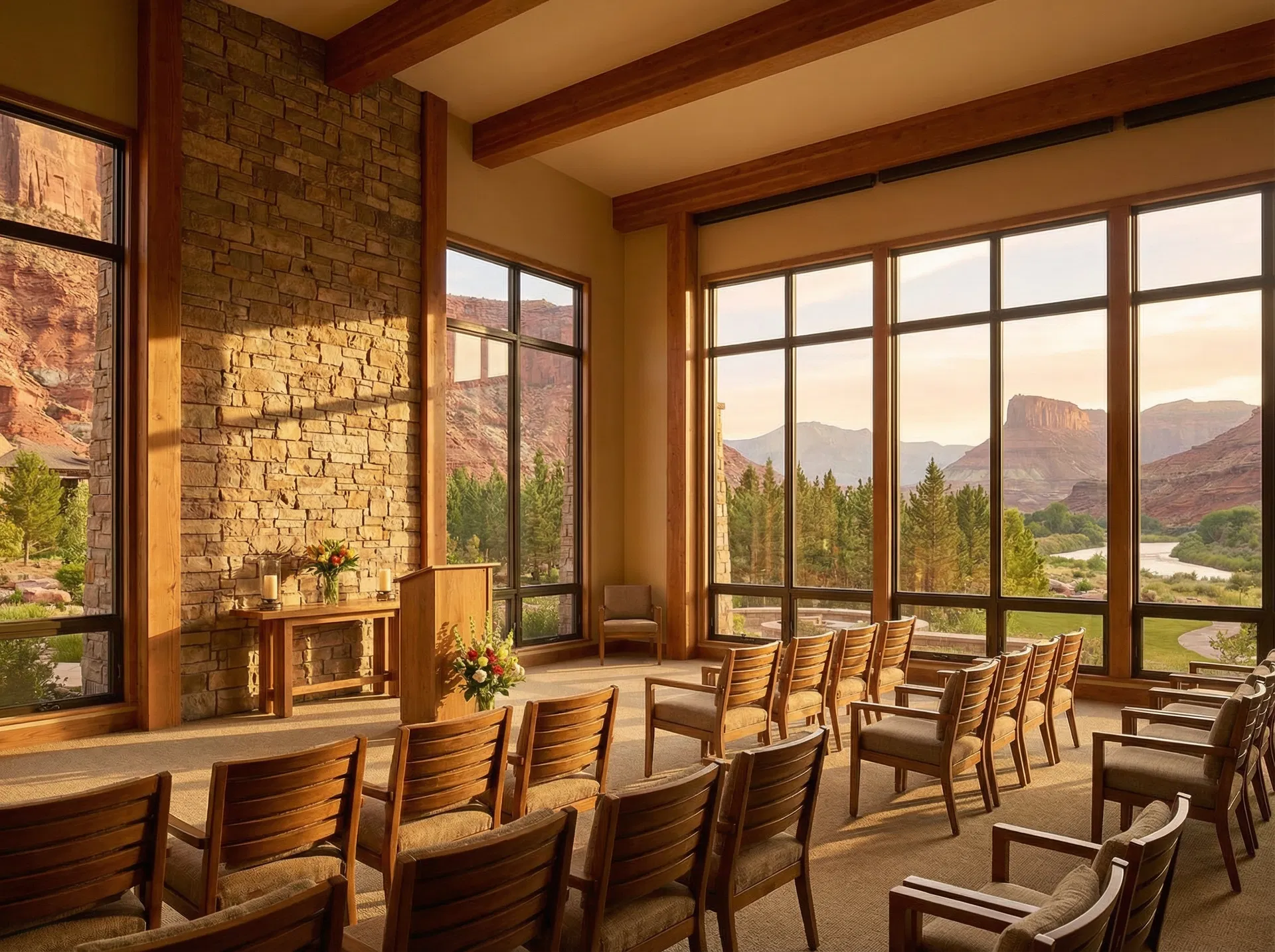 Chapel and meditation room with canyon panorama