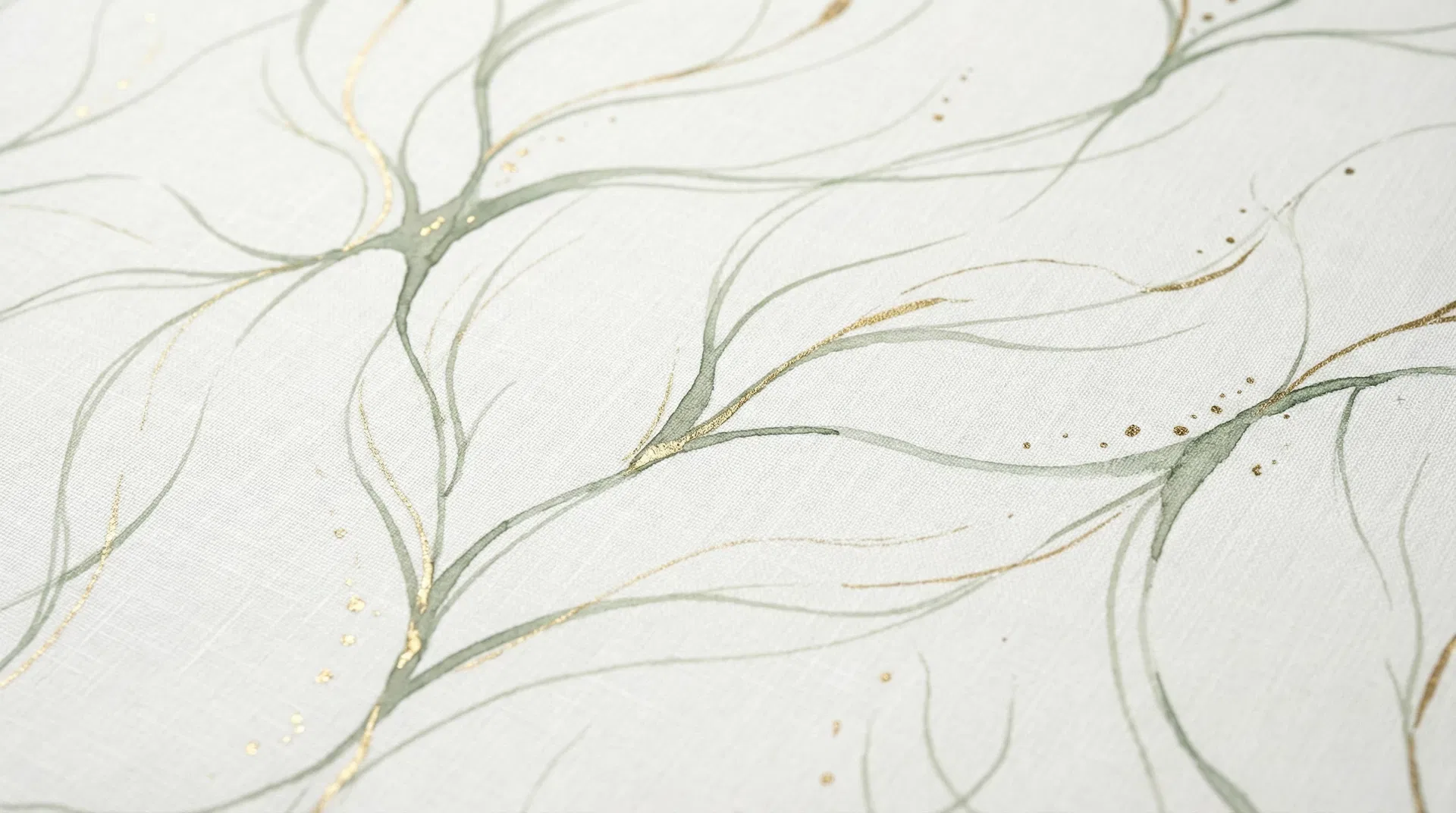 Abstract organic pattern with sage green and gold accents