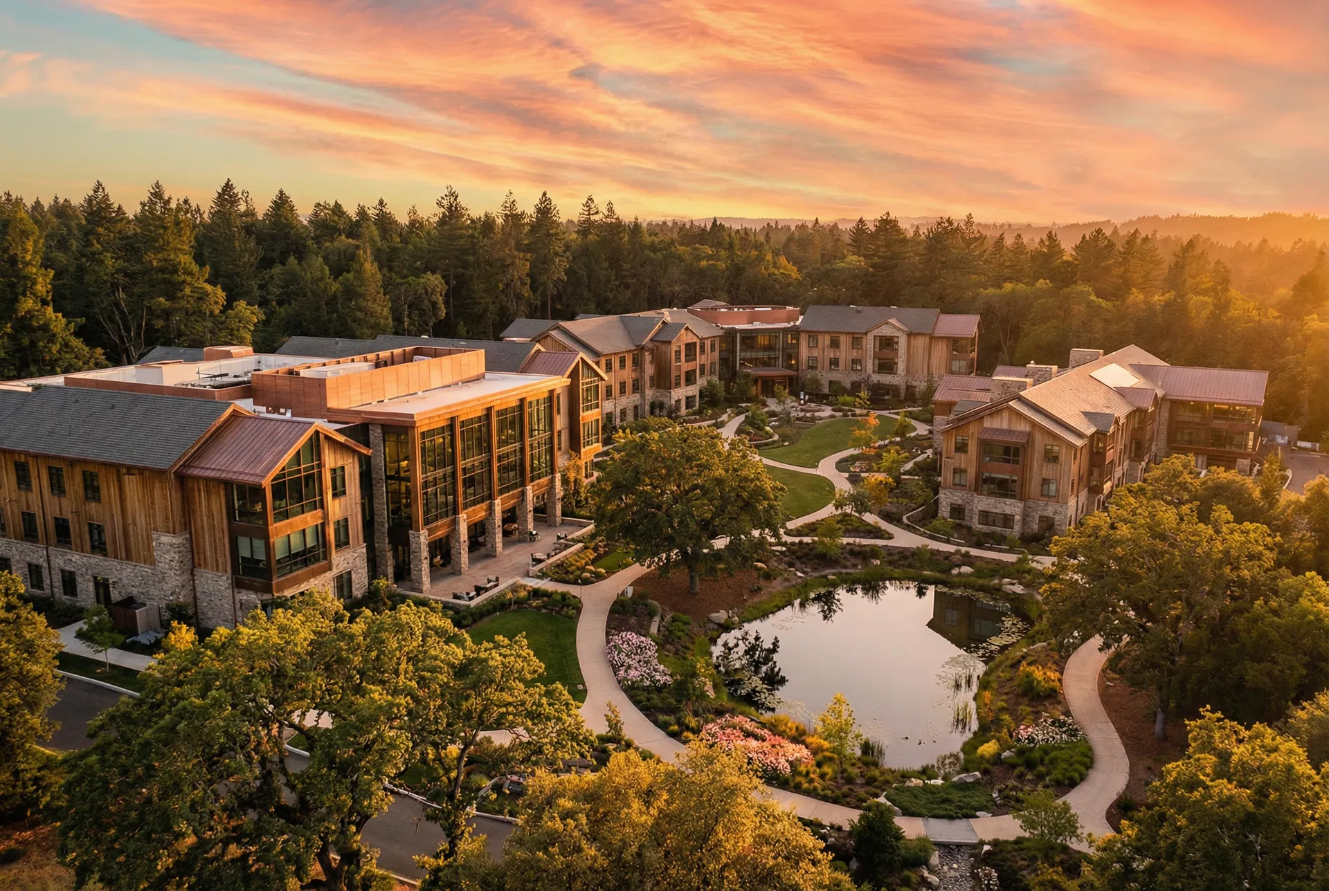 Aerial view of a premium senior living campus