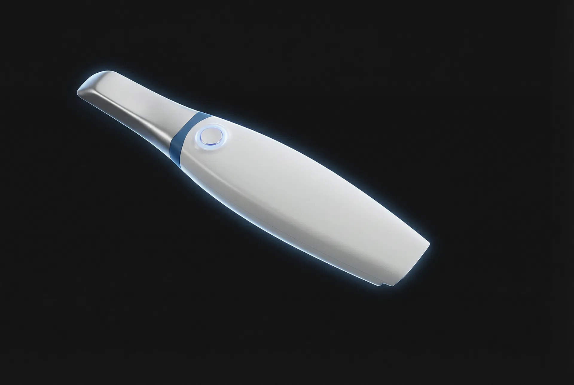 Photorealistic Runyes wireless intraoral scanner on dark background