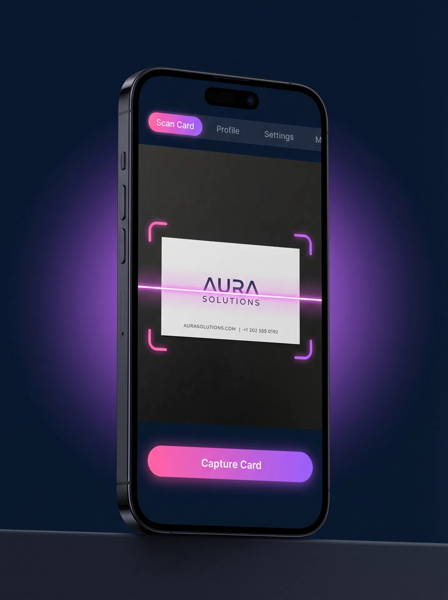 Business card scanner screen