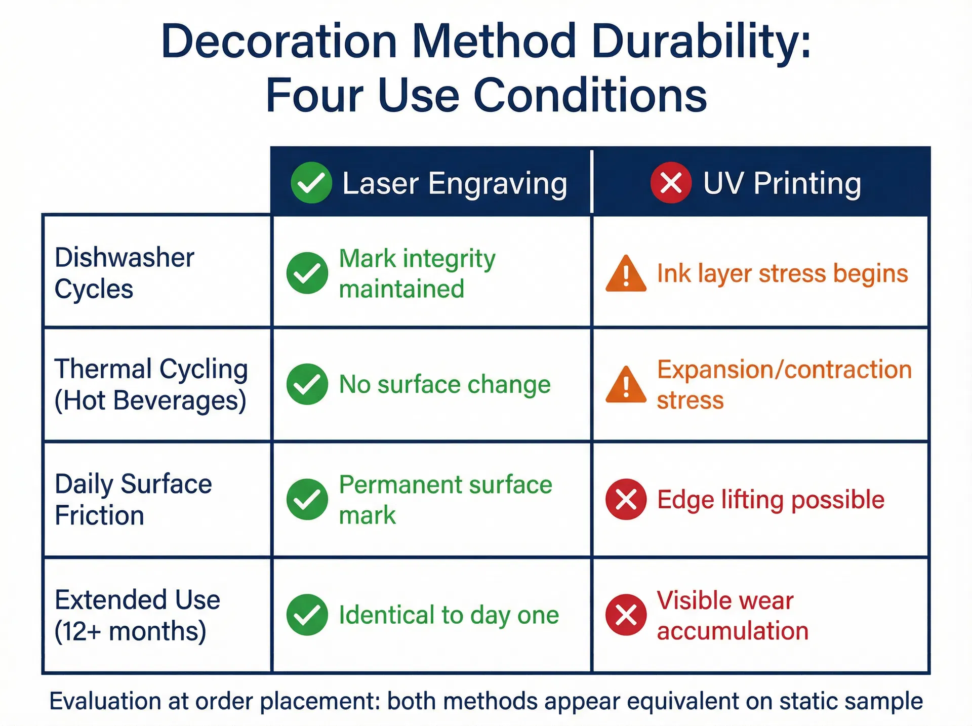 The Decoration Method Substitution Trap: Why Accepting UV Printing as a Cost-Equivalent Alternative to Laser Engraving Produces Brand Signal Degradation That Only Becomes Visible Months After Delivery