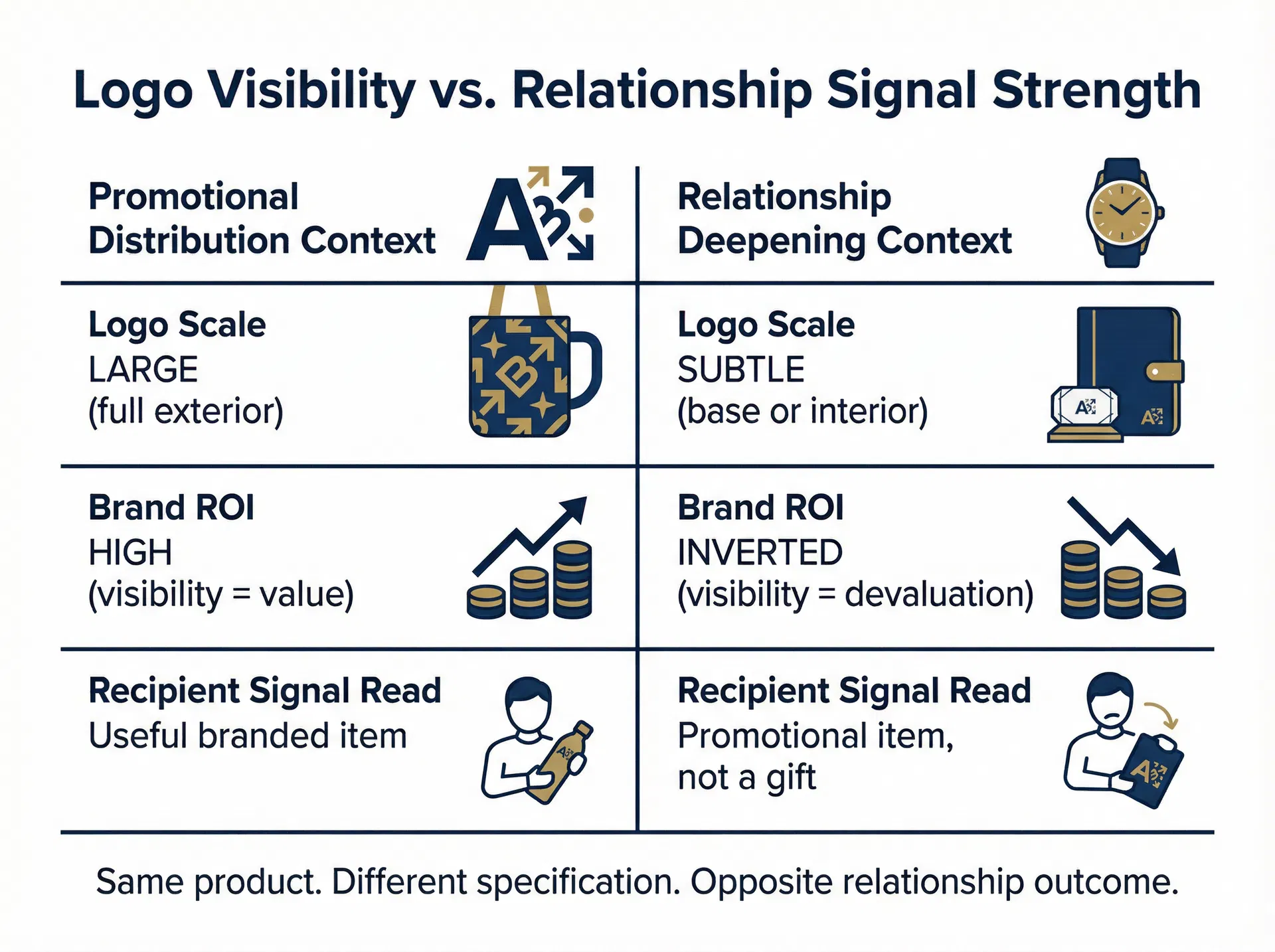 The Logo Visibility Inversion Trap: Why the Same Branding Logic That Works for Trade Show Drinkware Actively Undermines Executive Relationship Gifts