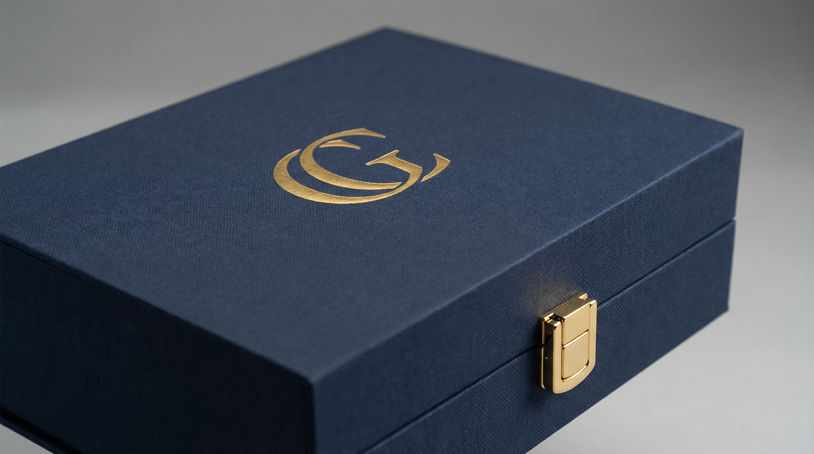 Luxury corporate gift box with gold hot stamping and magnetic closure