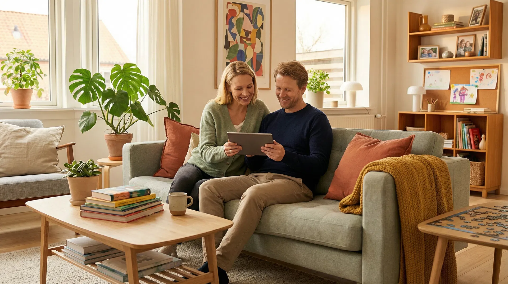 Dansk familie i deres hjem