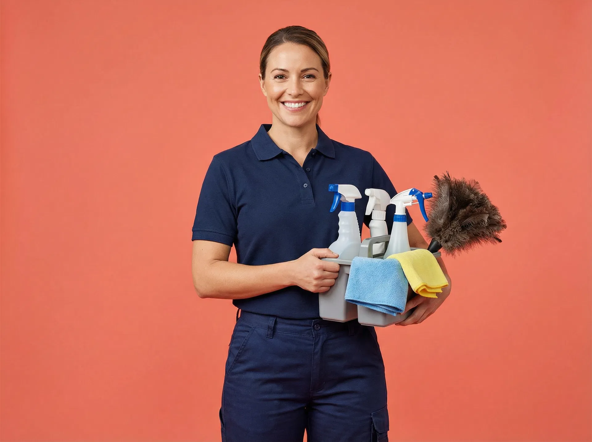 Happy cleaning professional