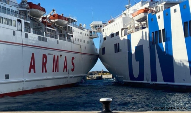 İbiza Limanı'nda şiddetli rüzgar nedeniyle 2 feribot çatıştı!