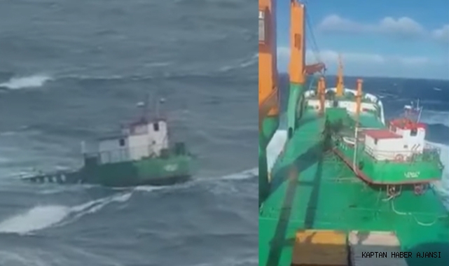 Şili'de yük gemisi mavnayı denize düşürdü! (Video)