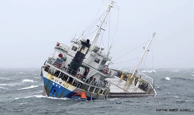 Japonya bayraklı yük gemisi alabora oldu, mürettebat böyle kurtarıldı (Video)