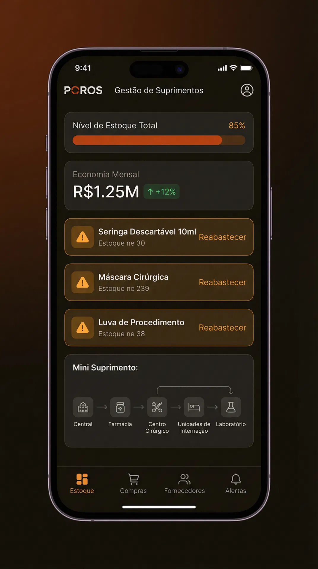 Poros - Versão mobile da gestão de suprimentos