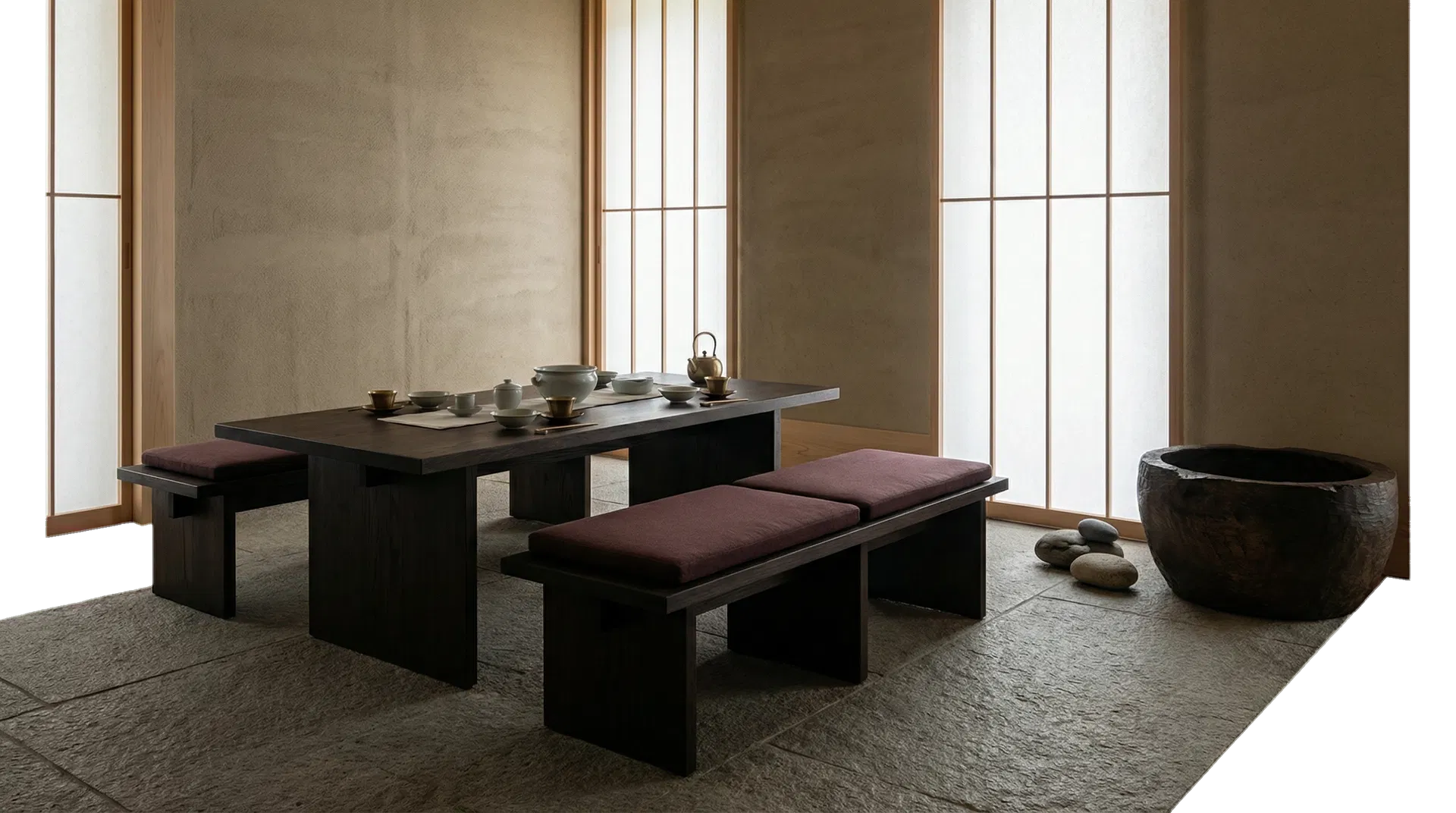 チベット料理、体験、展示、ゲスト受け入れが静かに重なる未来施設のイメージ