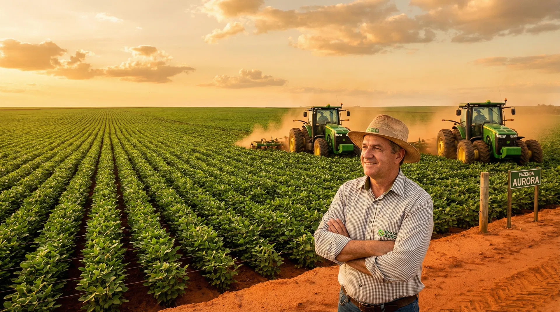 Paisagem rural brasileira ao pôr do sol