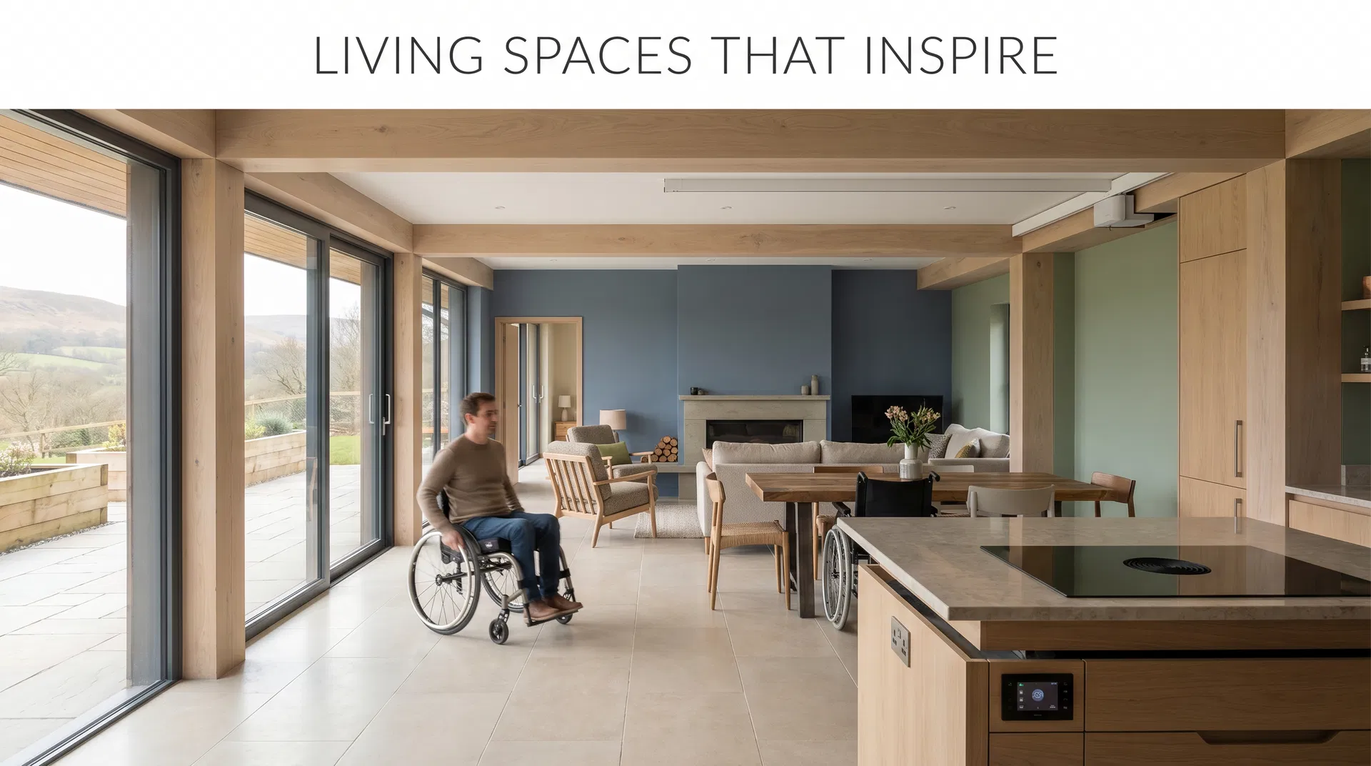 Tu mewn hygyrch gyda chylchrediad hael a gorffeniadau preswyl coeth