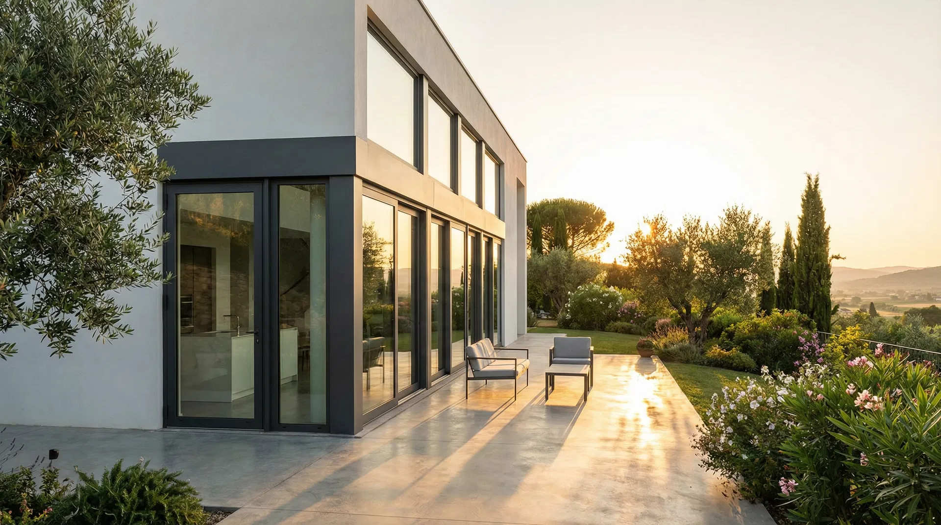 Villa moderna con serramenti in alluminio