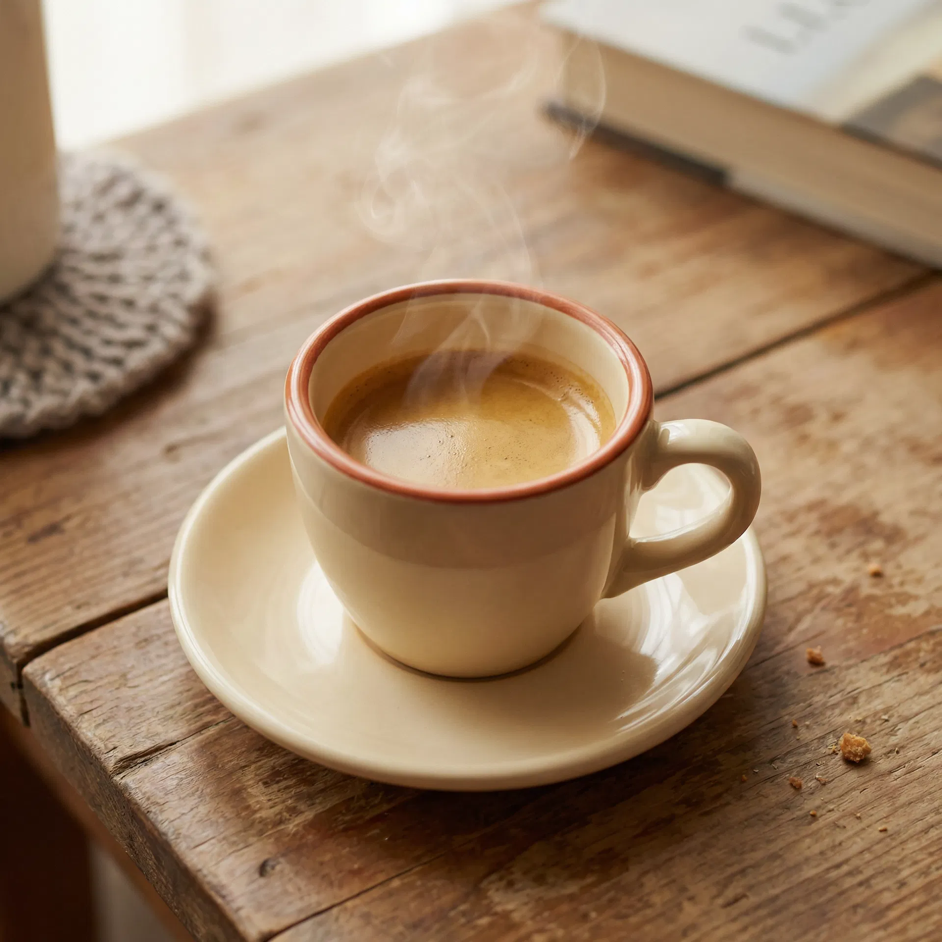 A warm espresso cup