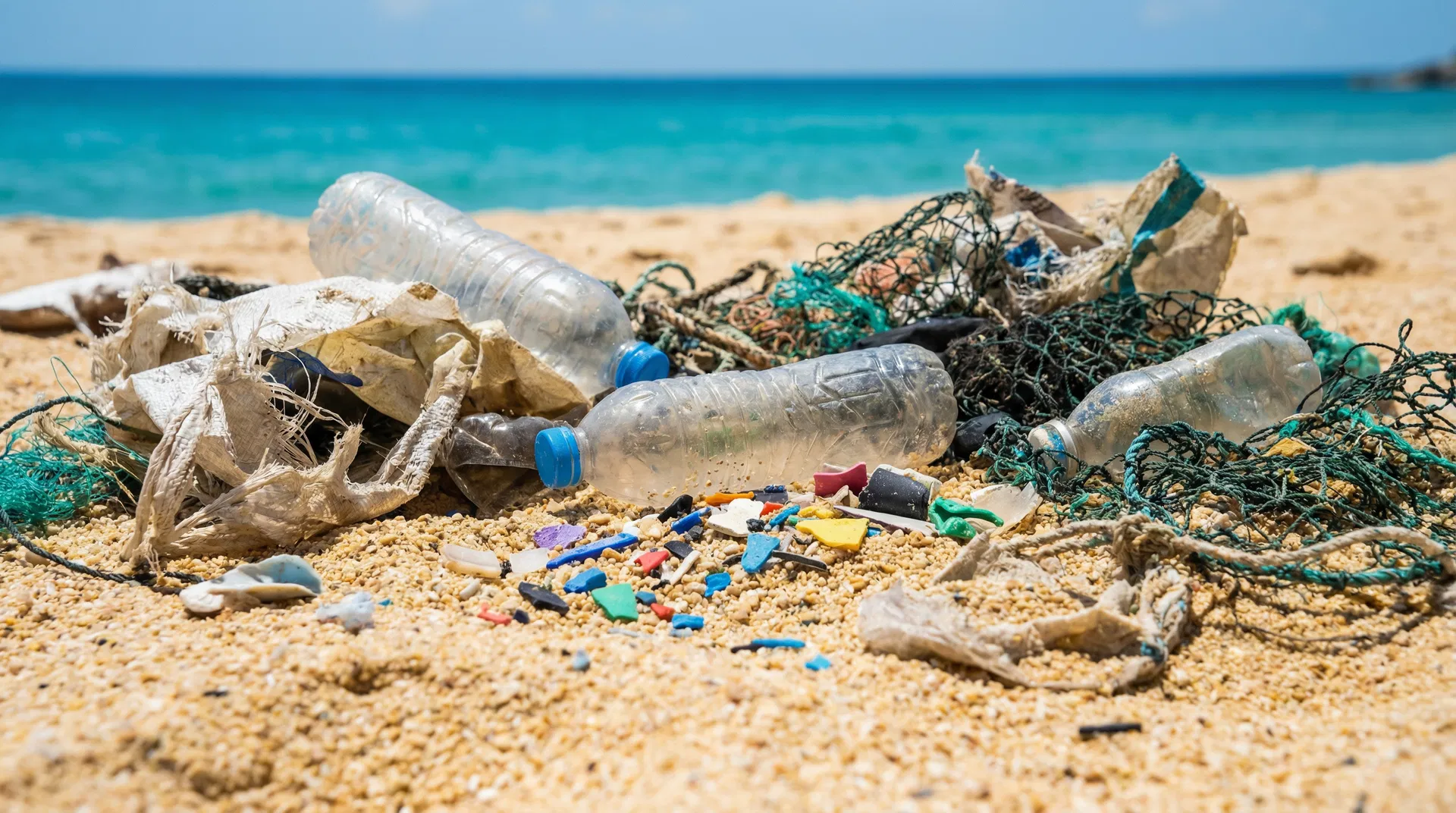 Plastic pollution on a Phuket beach