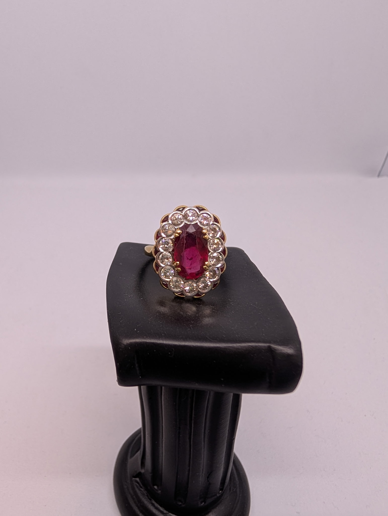 Bague or jaune diamant et rubis 